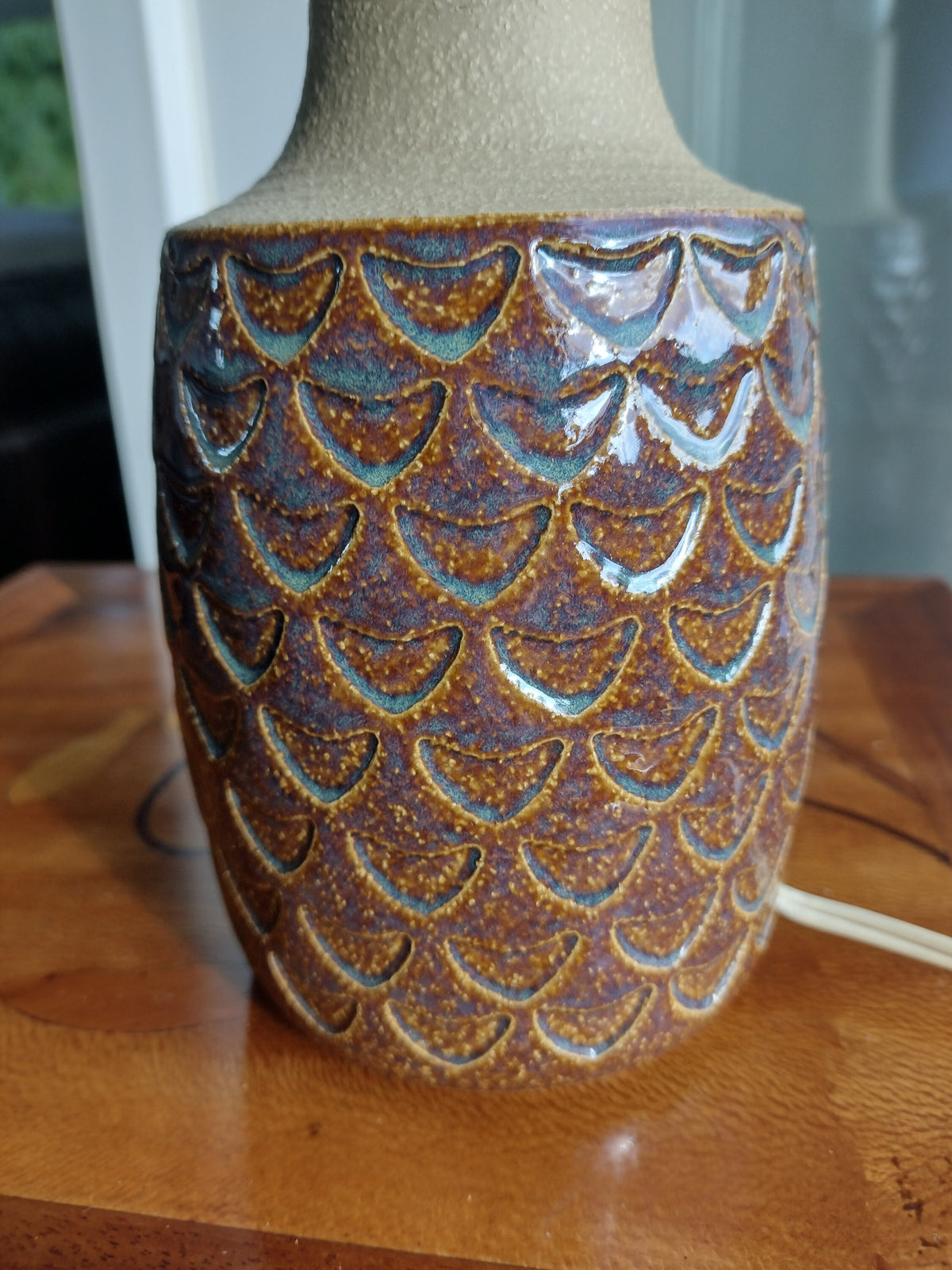 1970s Søholm Einar Johansen Danish Pinapple Lamp, Stentoj Bornholm, 3001, Scandinavian Design, lighting, pottery ceramic, table or desk lamp