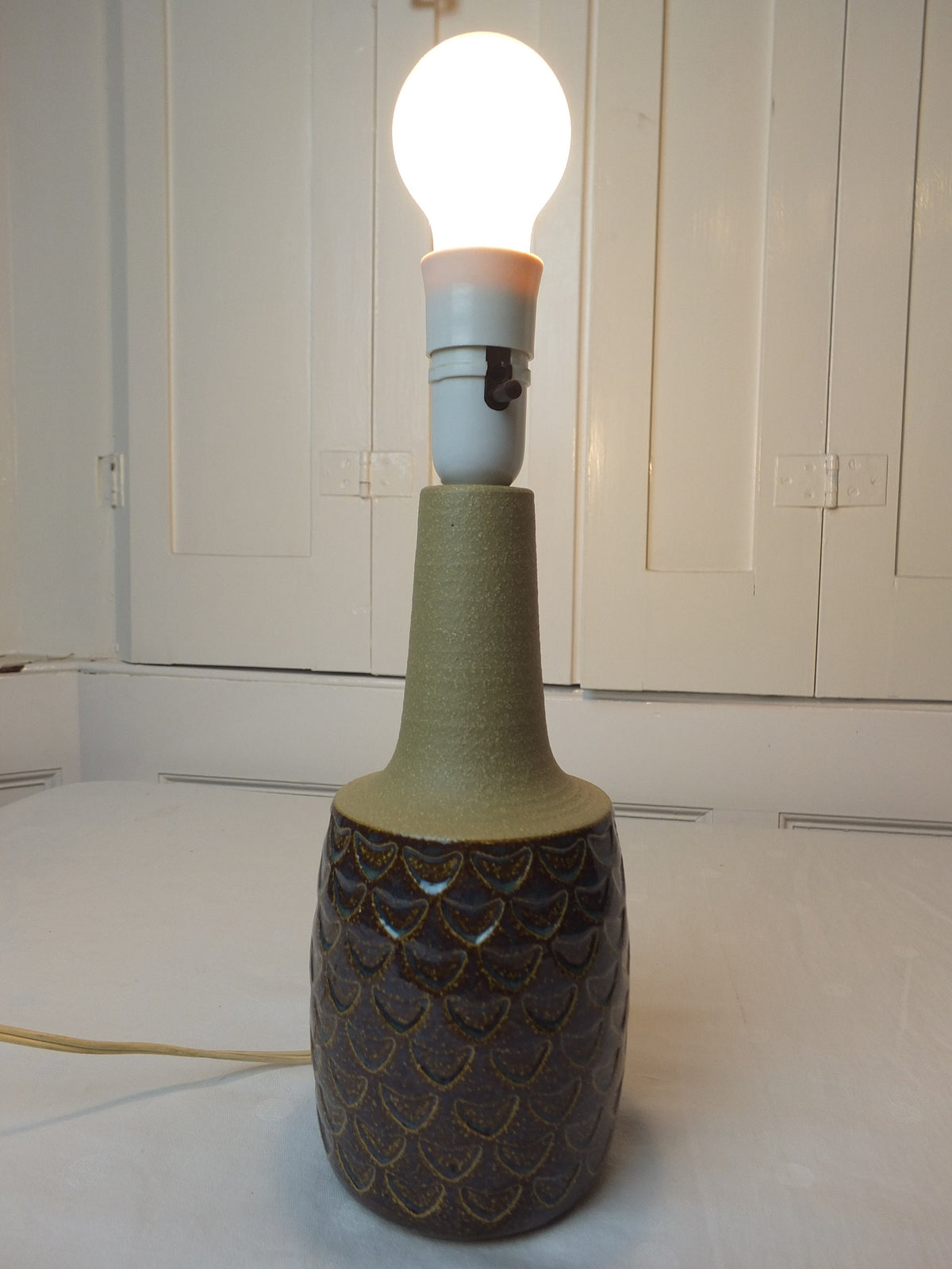 1970s Søholm Einar Johansen Danish Pinapple Lamp, Stentoj Bornholm, 3001, Scandinavian Design, lighting, pottery ceramic, table or desk lamp