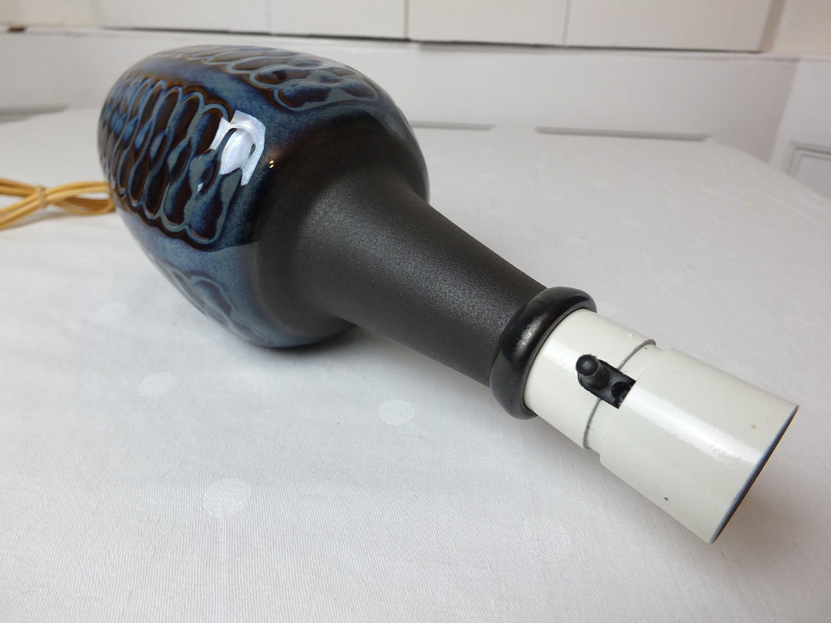 1960s Søholm Blue Einar Johansen Danish Lamp, Stentoj Bornholm, 3329, Scandinavian Design, lighting, pottery ceramic table or desk lamp