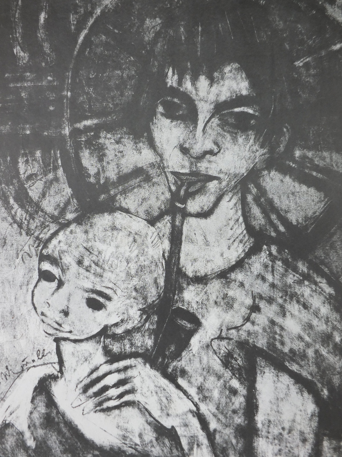 1968 Otto Mueller Poster, Gypsy Madonna and child, Zigeuner-Madonna, Die Brücke expressionist, artist gallery exhibition, wall art decor