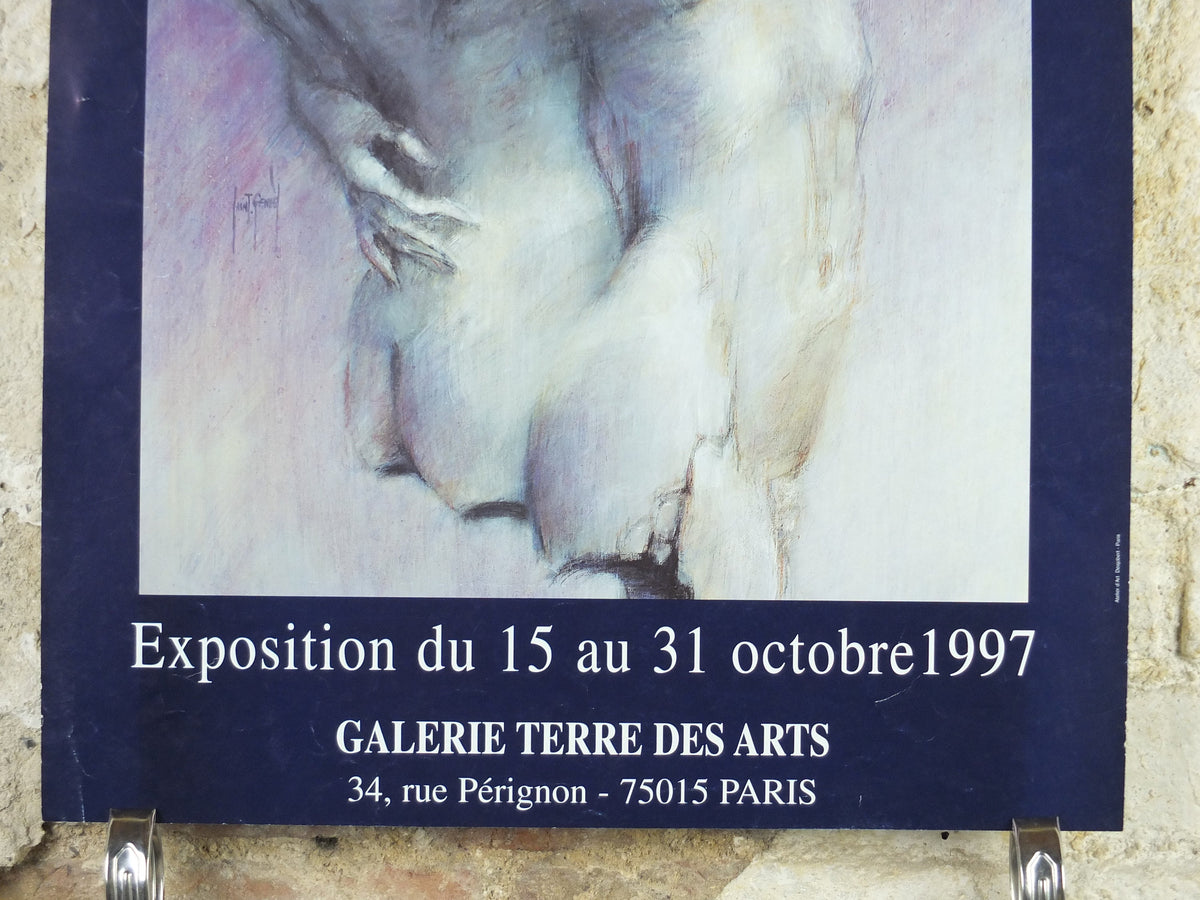 1997 Francis Saint Genies Poster, The Lovers' Embrace, Surrealist Symbolist erotic, artist gallery exhibition, wall art decor