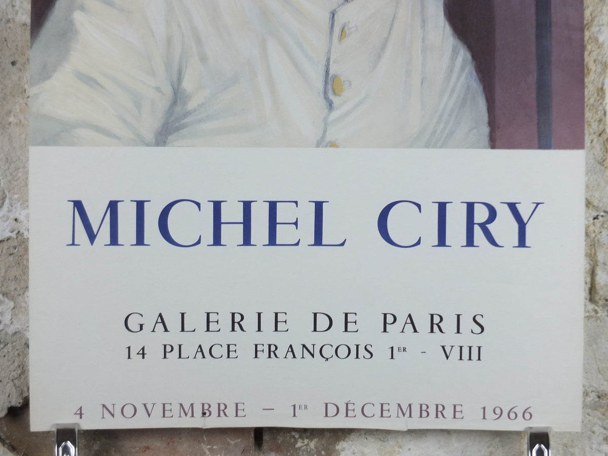 1966 Michel Ciry Poster, Galerie de Paris, rustic artist, engravings and artist gallery exhibition, wall art decor