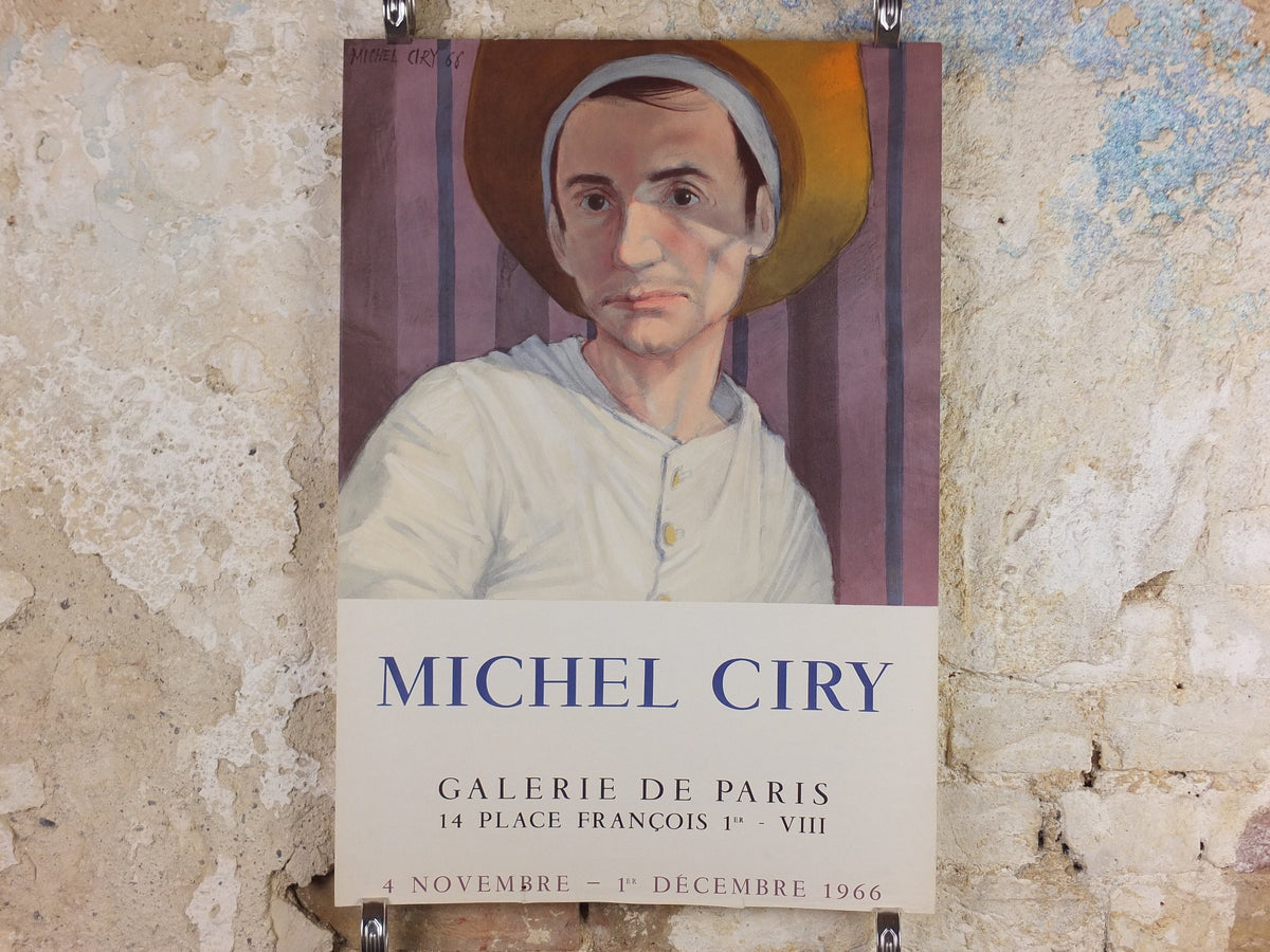 1966 Michel Ciry Poster, Galerie de Paris, rustic artist, engravings and artist gallery exhibition, wall art decor