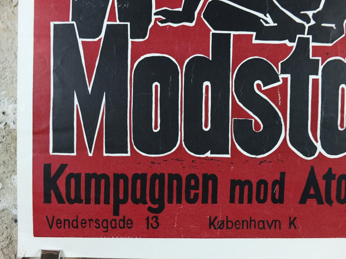 1960 Campaign Against Nuclear Weapons Poster, Danish design Peace activism, Kampagnen mod Atomvåben, ikke angst men modstand, wall art decor