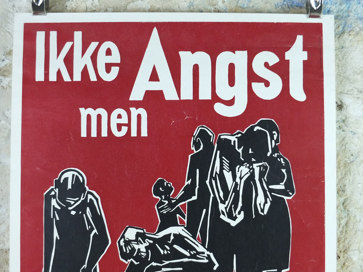 1960 Campaign Against Nuclear Weapons Poster, Danish design Peace activism, Kampagnen mod Atomvåben, ikke angst men modstand, wall art decor
