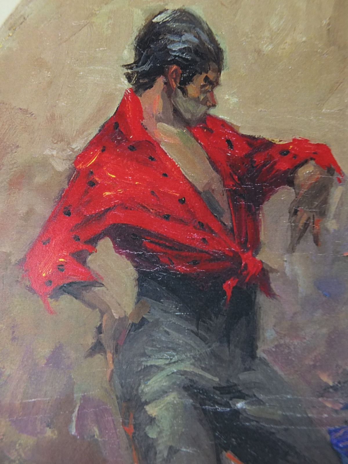 2001 Diego Ramos Poster, emotive dance with guitar, signed with drawing of a bull for Carl Erick , artist gallery exhibition, wall art decor