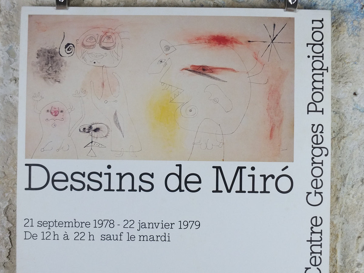 1979 Joan Miro Poster, Centre Georges Pompidou, Dessins de Miro, Dada Surrealism, modern art, gallery exhibition wall art decor