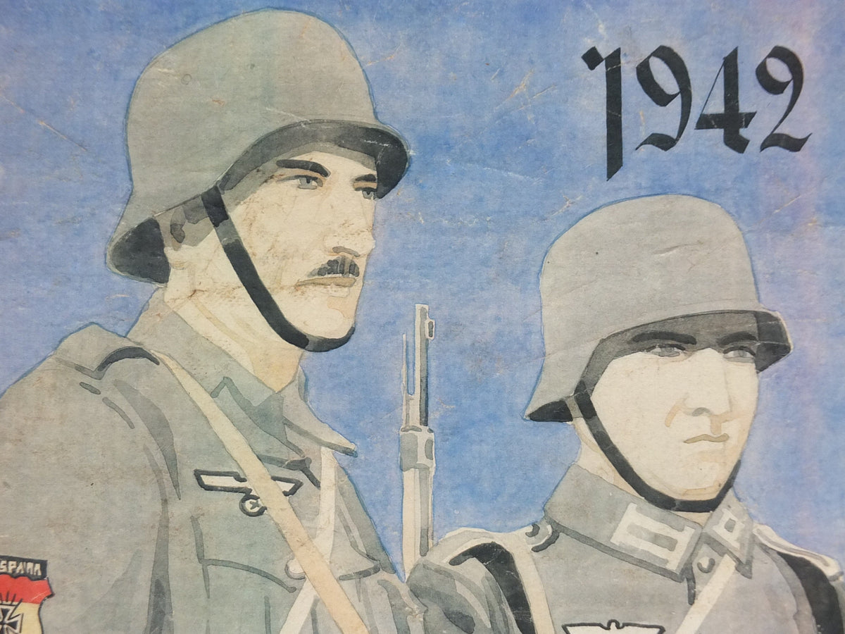 1942 Spanish WW2 Propoganda Poster, La Division Espanola, Operation Barbarossa, World War II wall art decor 1940s