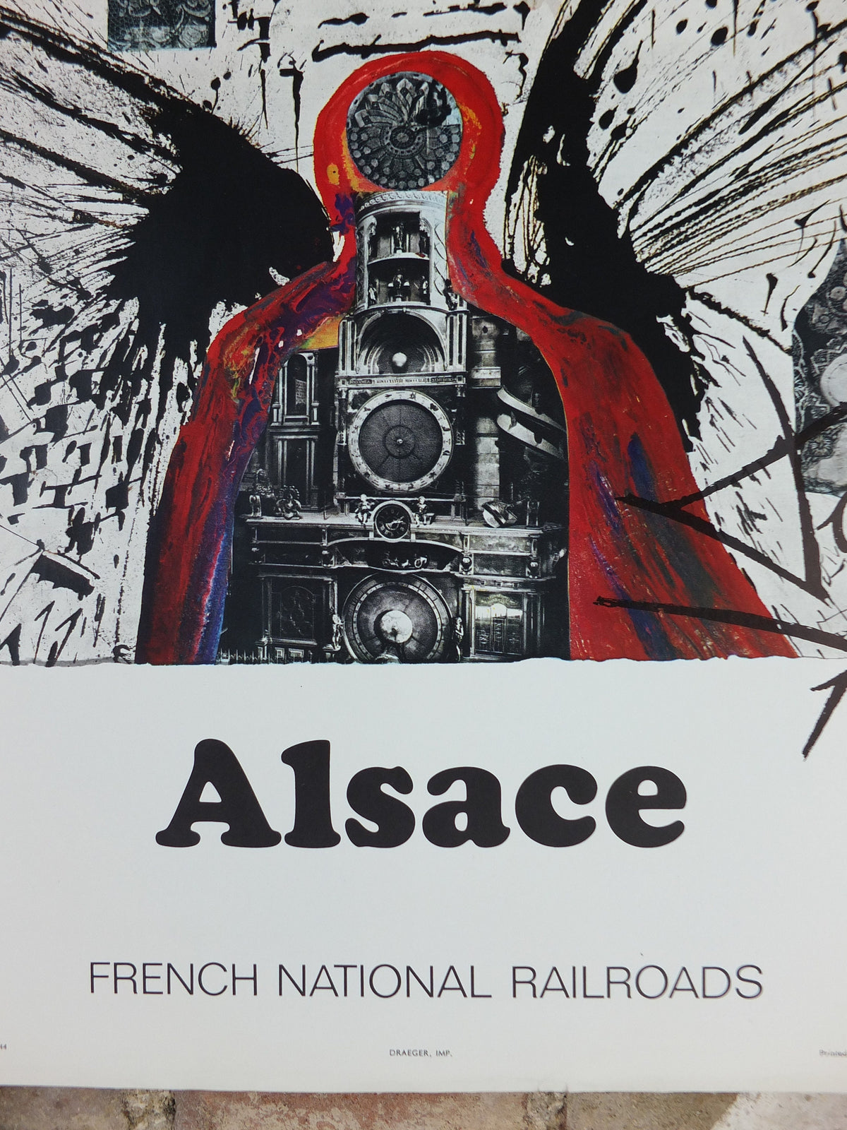 Vintage Dali Alsace Poster, Salvador Dali, Butterflies, SNCF, travel tourism, 60cmx37cm, Chemins de fer Francais, wall art 1970s
