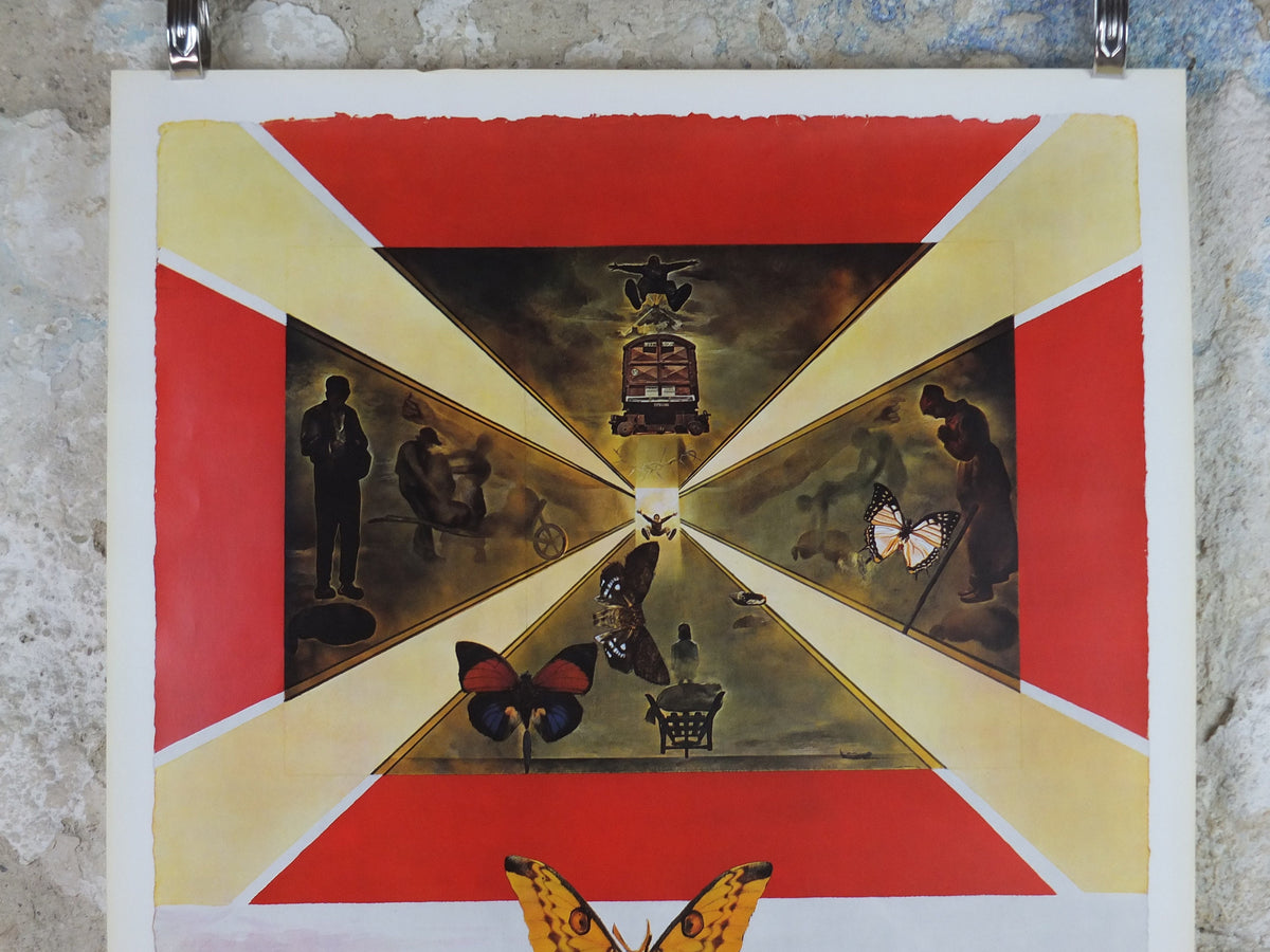 Vintage Dali Roussillon Poster, Salvador Dali, Butterflies, SNCF, travel tourism, 100cmx62cm, Chemins de fer Francais, wall art 1970s