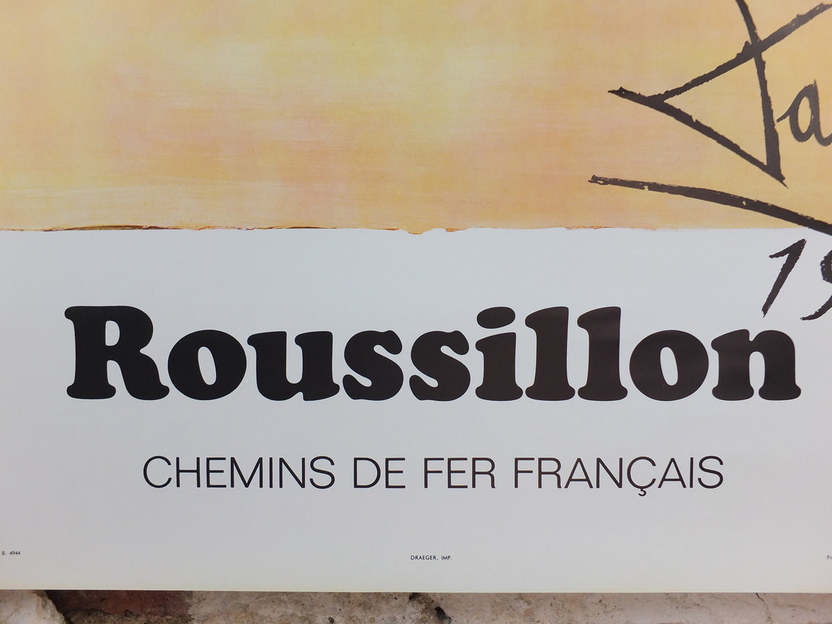 Vintage Dali Roussillon Poster, Salvador Dali, Butterflies, SNCF, travel tourism, 100cmx62cm, Chemins de fer Francais, wall art 1970s