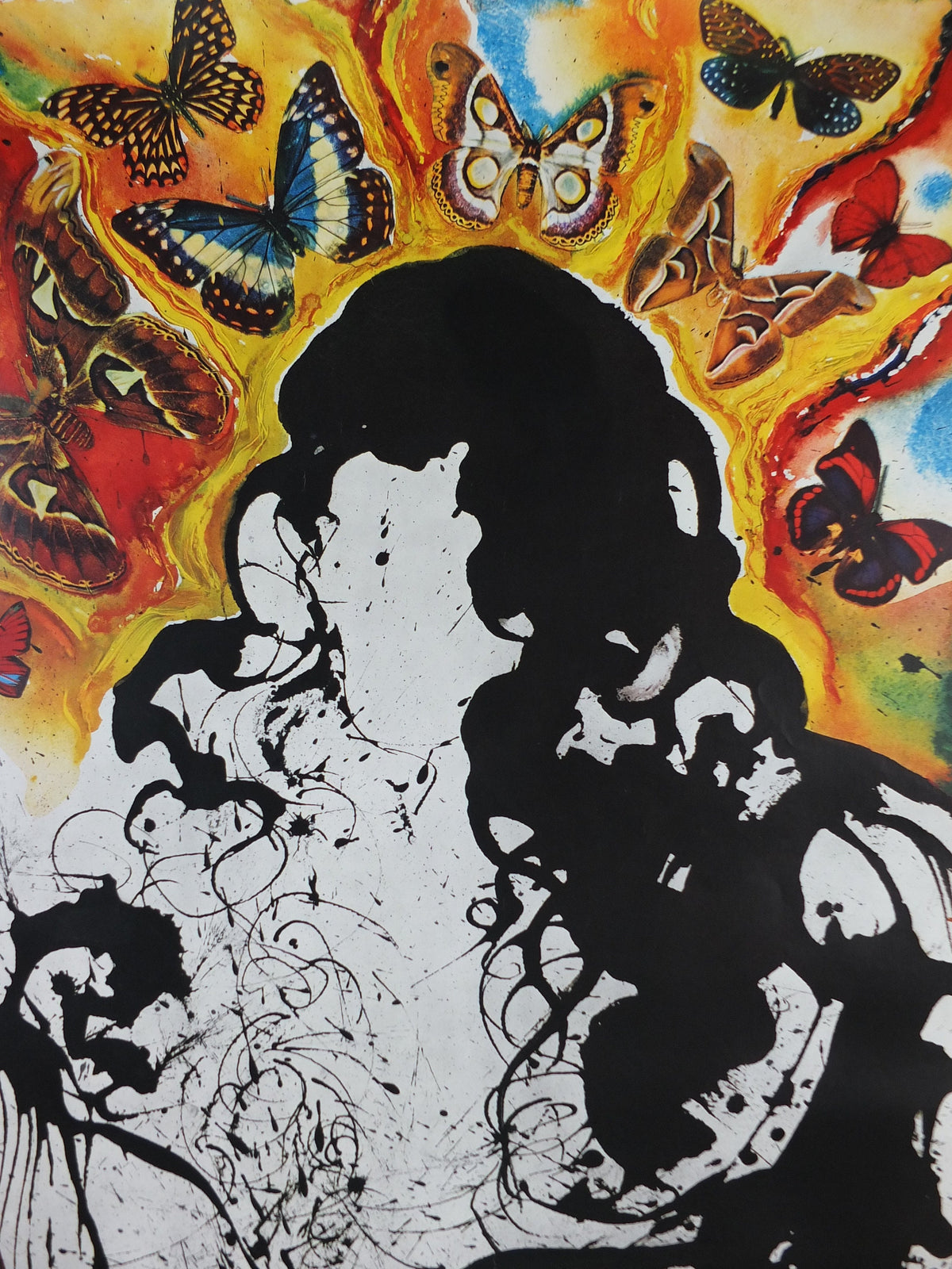 Vintage Dali Paris Poster, Salvador Dali, Butterflies, SNCF, travel tourism, 100cmx62cm, Chemins de fer Francais, wall art 1970s
