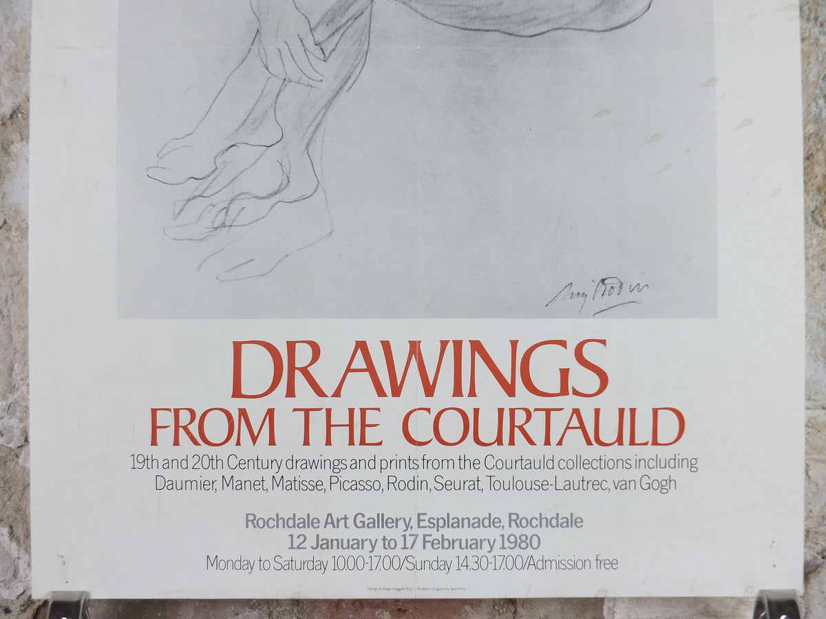 1980 Auguste Rodin Poster, Drawings from the Courtauld, female nude, Arts Council of Great Britain artist gallery exhibition, wall art decor