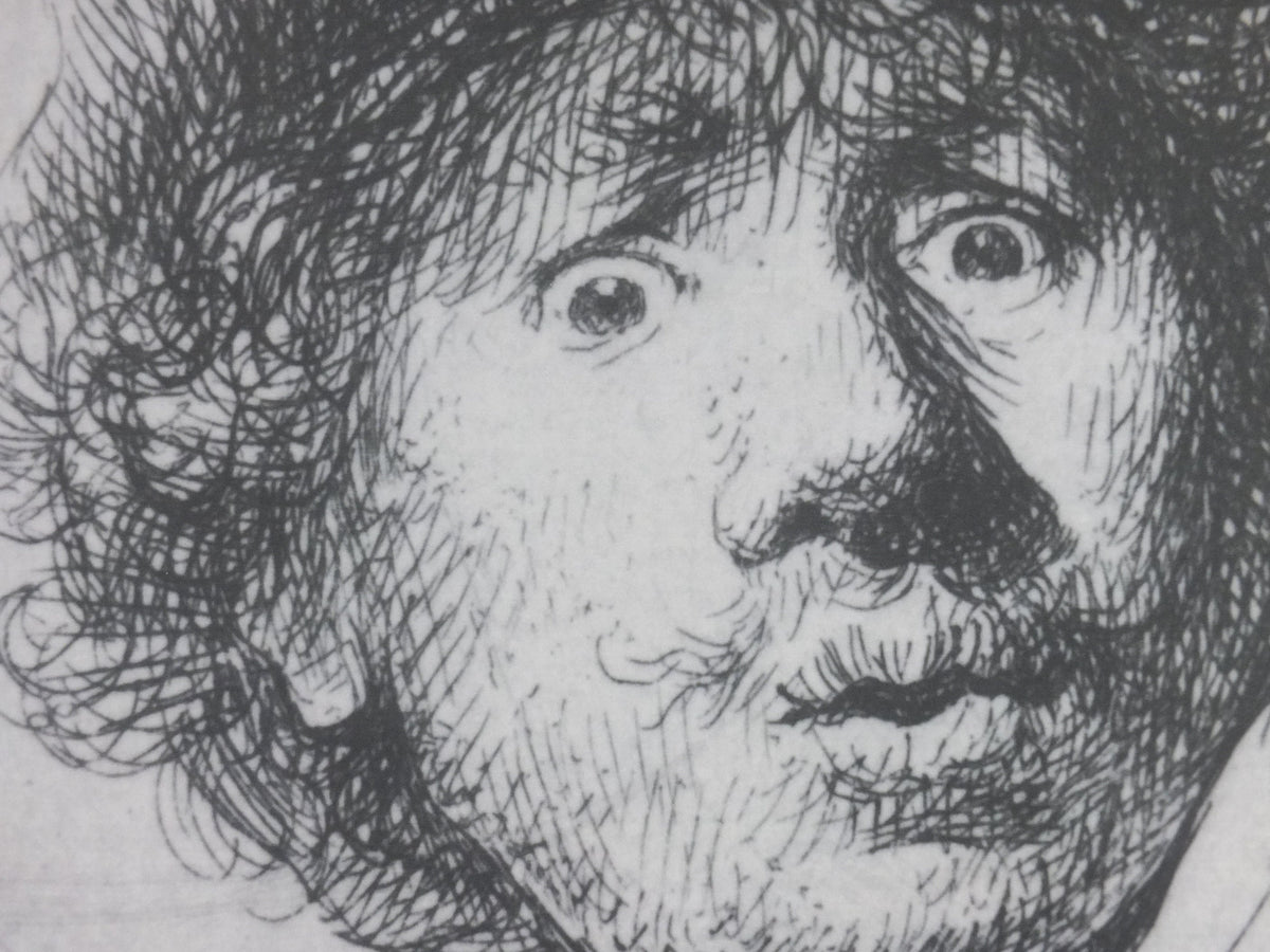 2000 Rembrandt Poster, Self Portrait in a cap, open mouthed 1630, Art Gallery of Ontario etching, artist gallery exhibition, wall art decor
