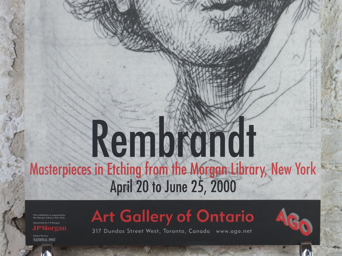 2000 Rembrandt Poster, Self Portrait in a cap, open mouthed 1630, Art Gallery of Ontario etching, artist gallery exhibition, wall art decor