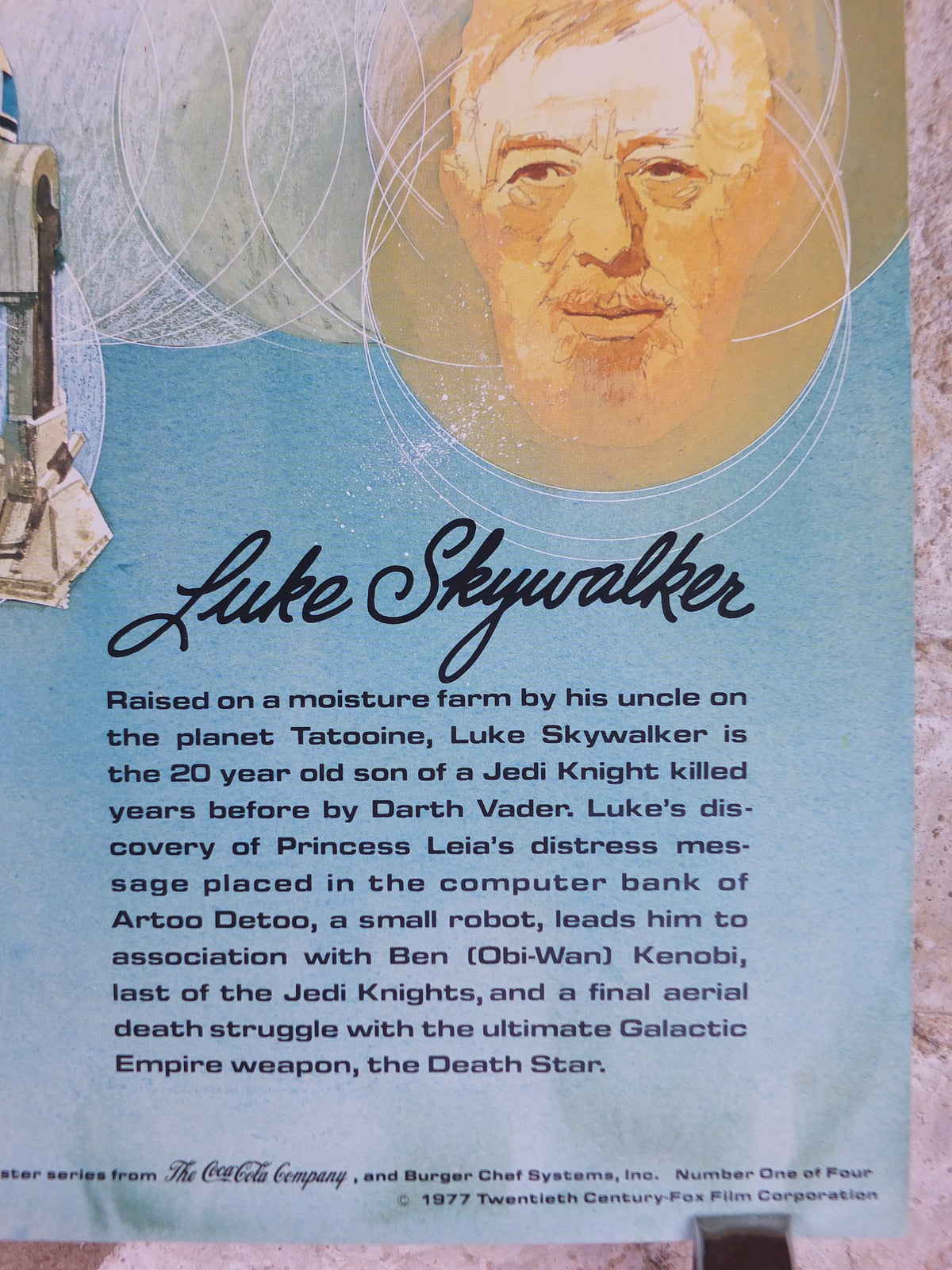 1977 Star Wars Luke Skywalker Poster, by Del Nichols, Coca Cola, Burger Chef, Princess Leia Darth Vader wall art