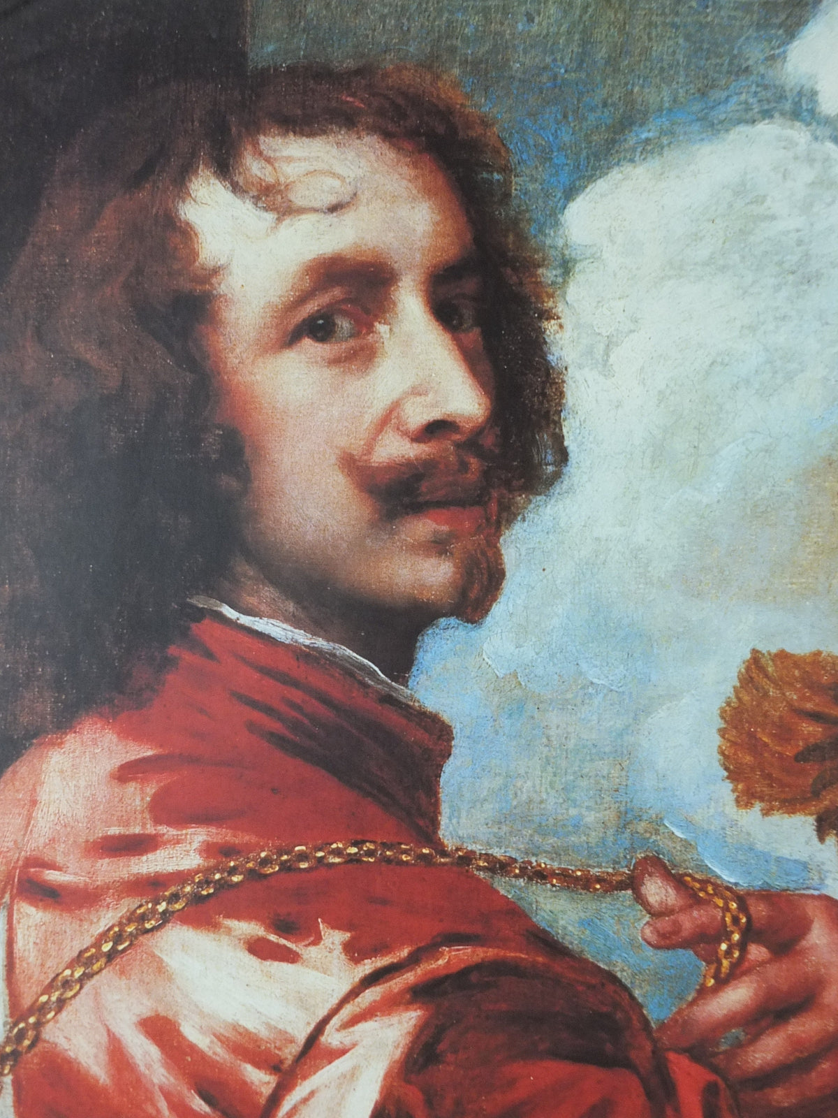 1999 Van Dyck Poster, Self Portrait with Sunflower 1635, Royal Academy of Arts, artist gallery exhibition, wall art decor