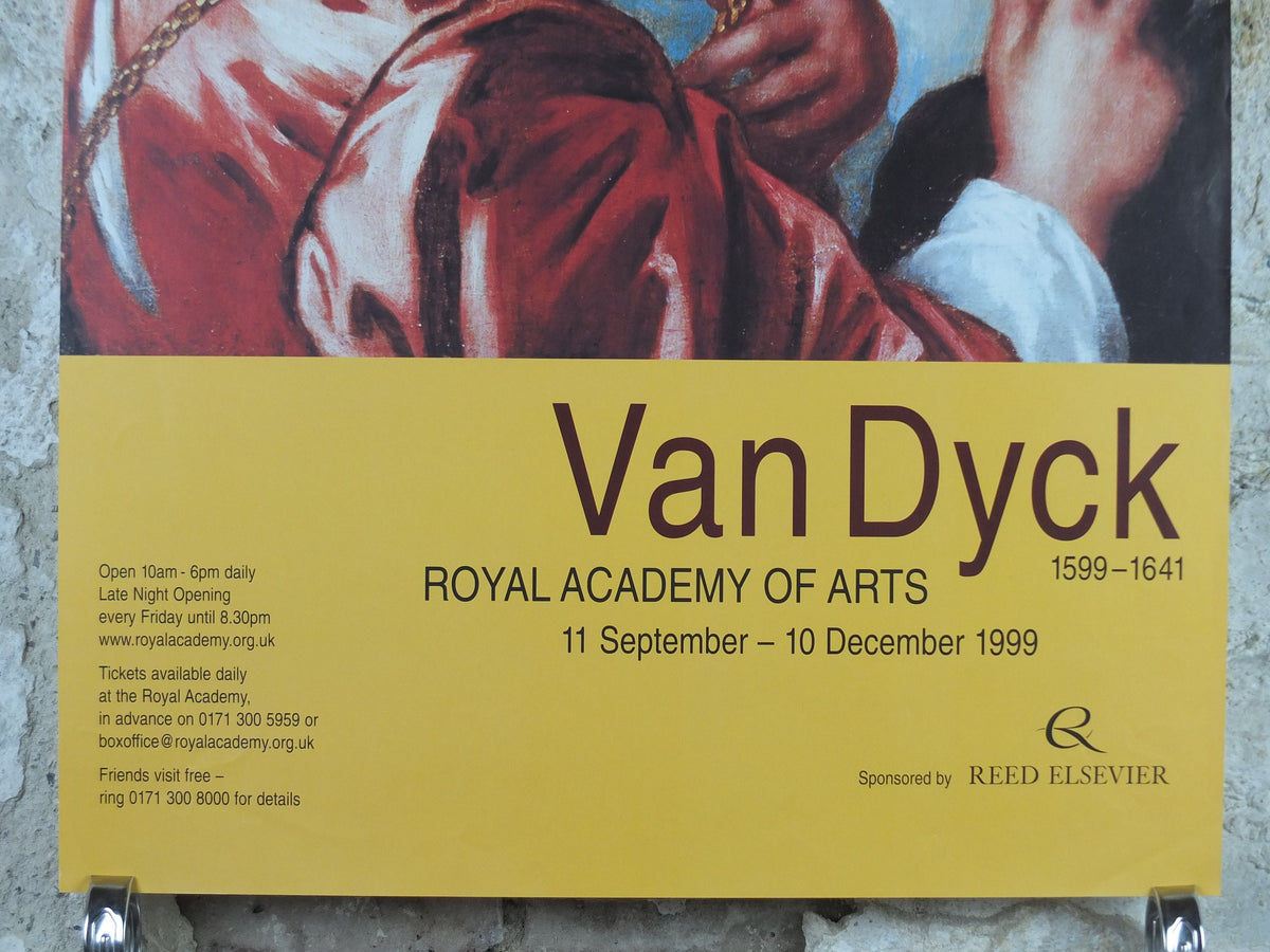 1999 Van Dyck Poster, Self Portrait with Sunflower 1635, Royal Academy of Arts, artist gallery exhibition, wall art decor