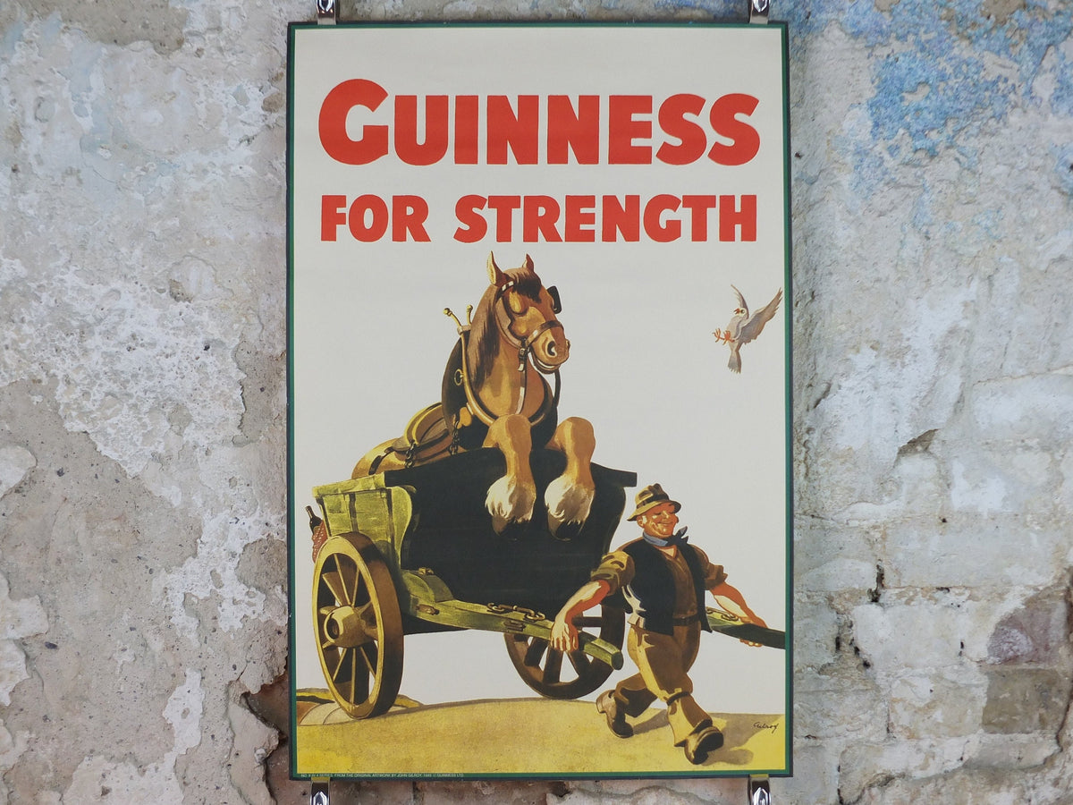 Vintage Guinness Poster, Guinness for Strength, from Guinness Museum, 1949 Advertising campaign Wall art by Gilroy retro 1990s