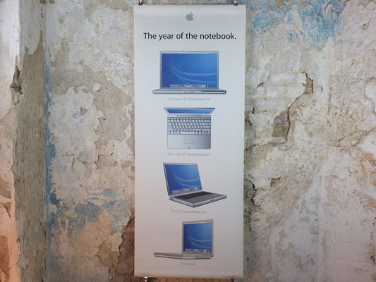 2003 Apple The Year of the Notebook Poster, Think Different, Original from dealership, Powerbook G4 computer technology retro wall art decor