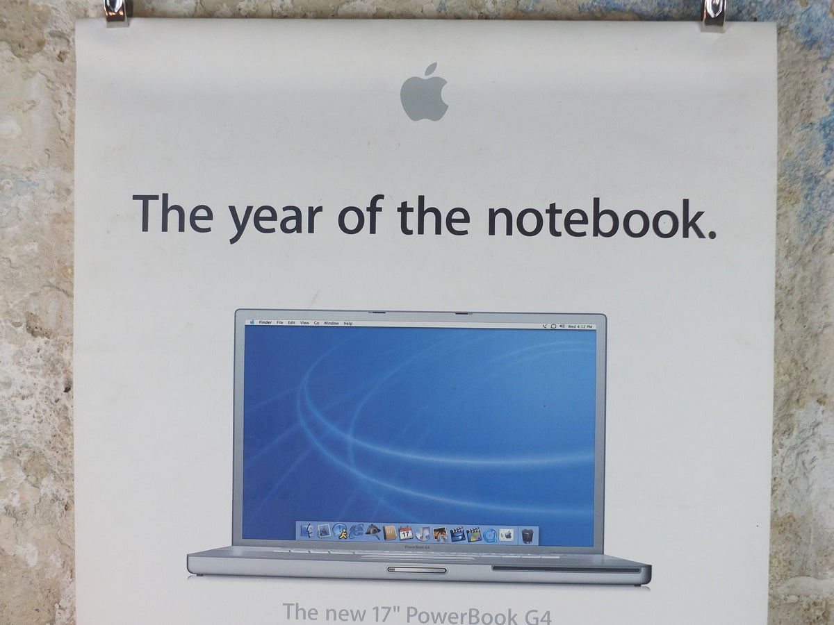 2003 Apple The Year of the Notebook Poster, Think Different, Original from dealership, Powerbook G4 computer technology retro wall art decor