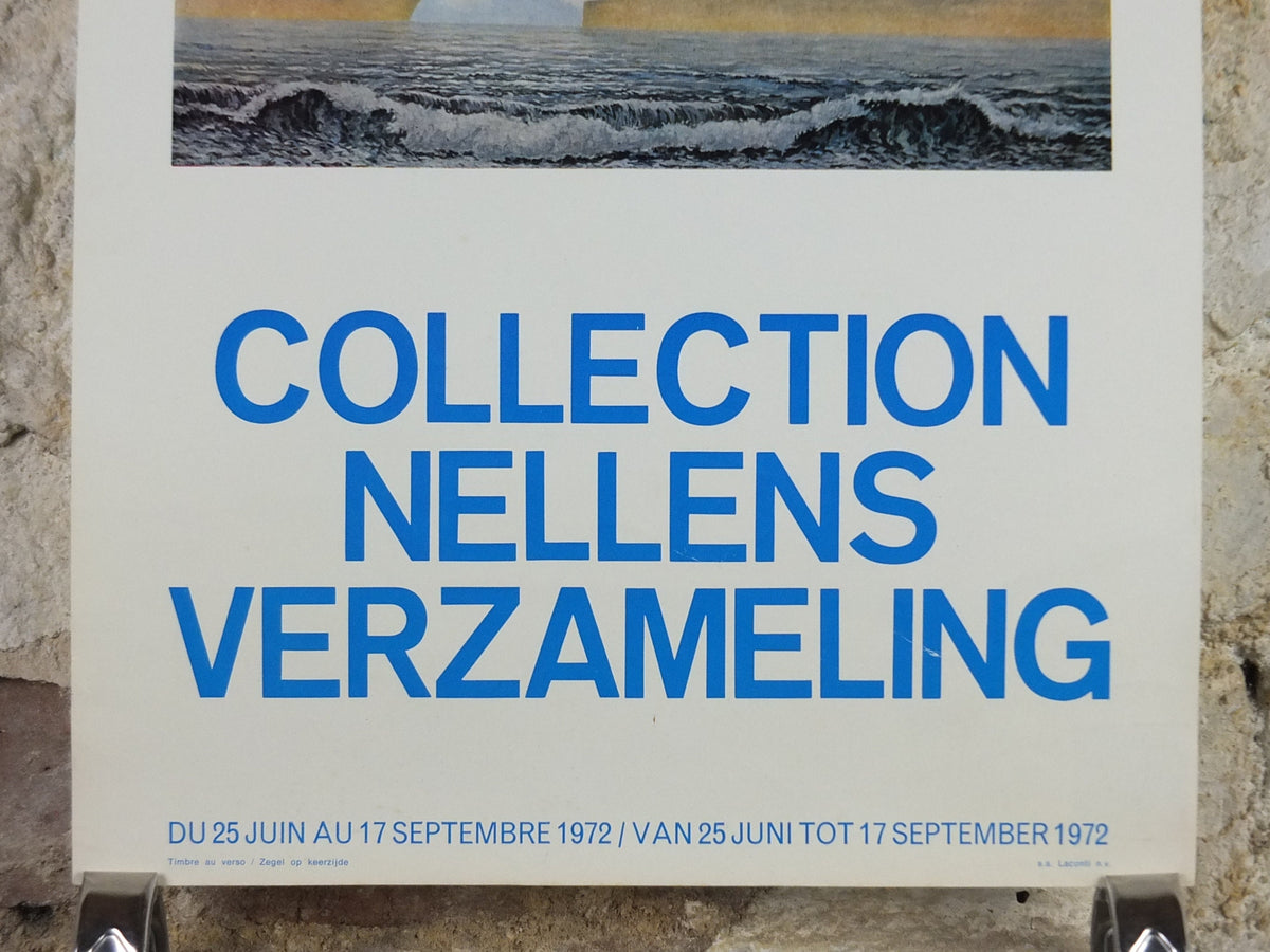 1972 Rene Magritte Poster, The Large Family 1963, clouds bird, Collection Nellens Verzameling, surrealism, gallery exhibition wall art decor