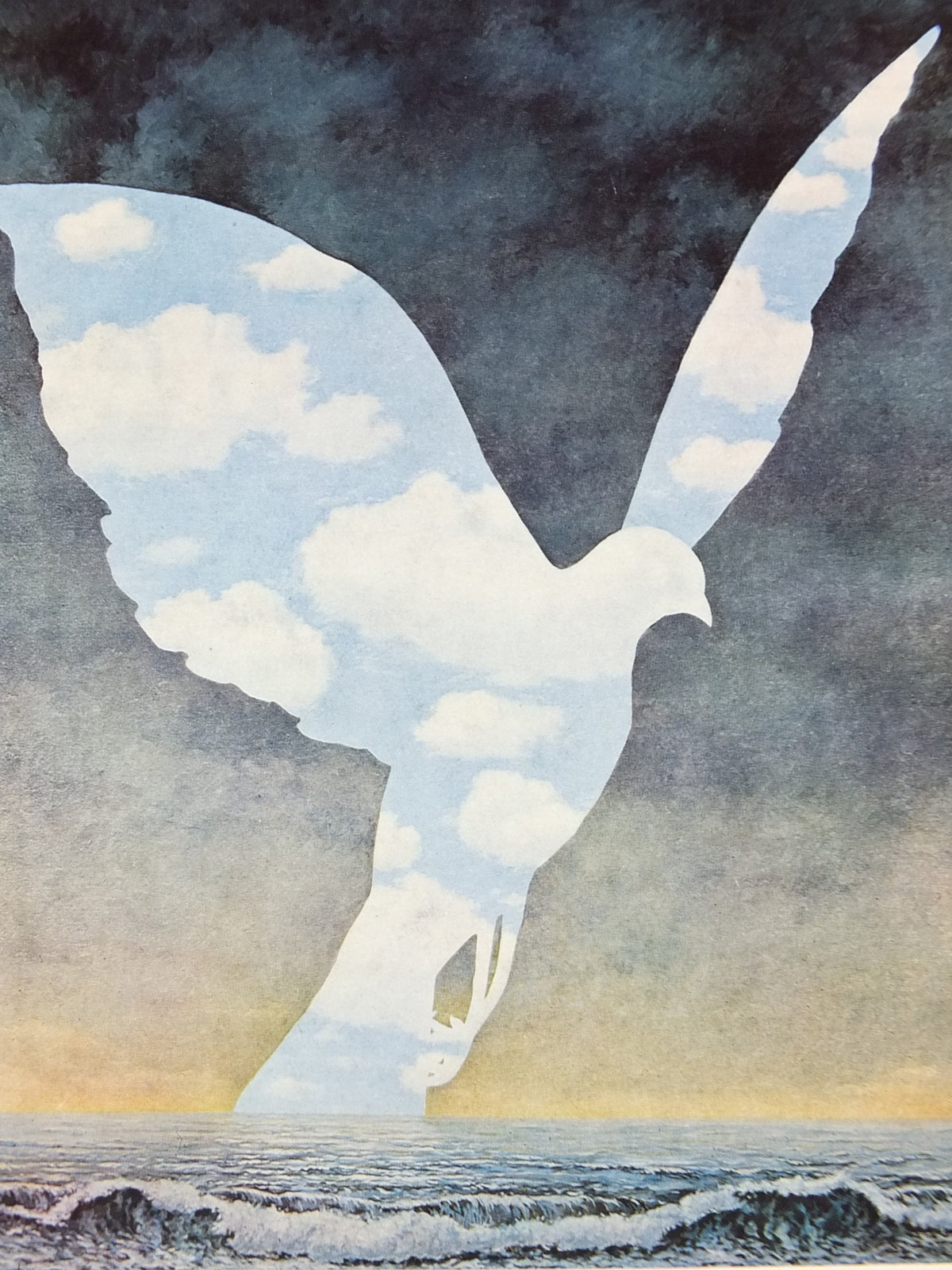 1972 Rene Magritte Poster, The Large Family 1963, clouds bird, Collection Nellens Verzameling, surrealism, gallery exhibition wall art decor