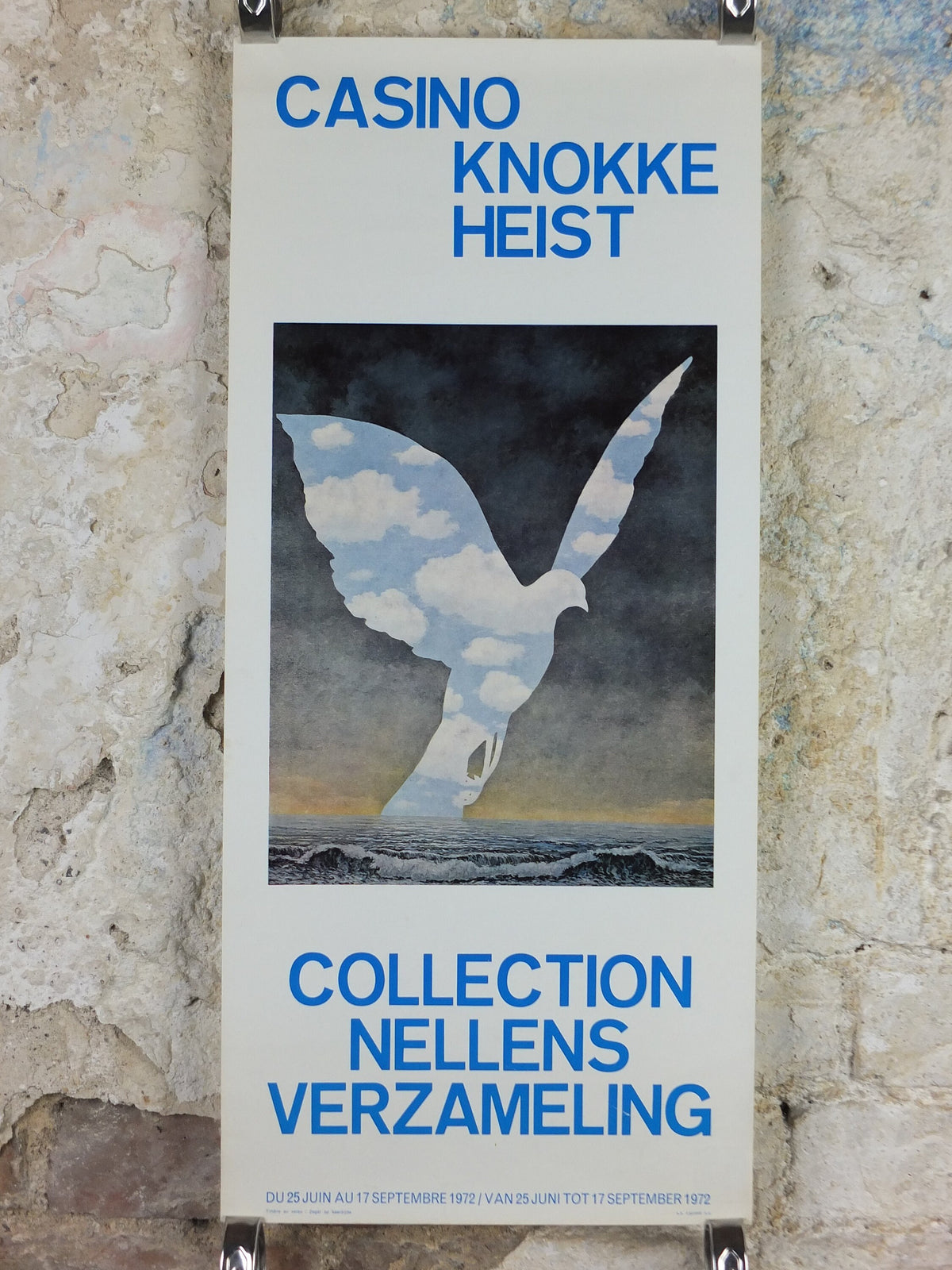 1972 Rene Magritte Poster, The Large Family 1963, clouds bird, Collection Nellens Verzameling, surrealism, gallery exhibition wall art decor