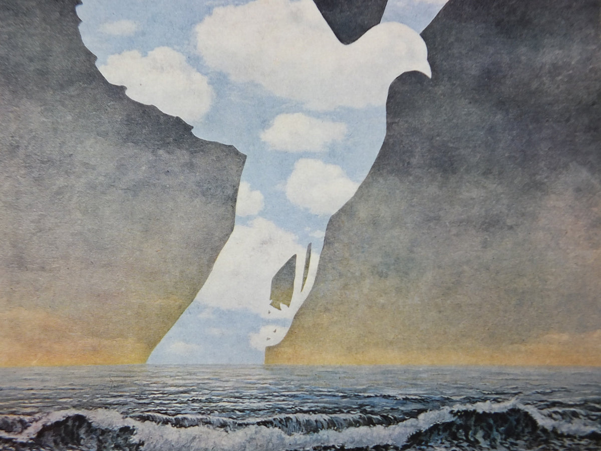 1972 Rene Magritte Poster, The Large Family 1963, clouds bird, Collection Nellens Verzameling, surrealism, gallery exhibition wall art decor