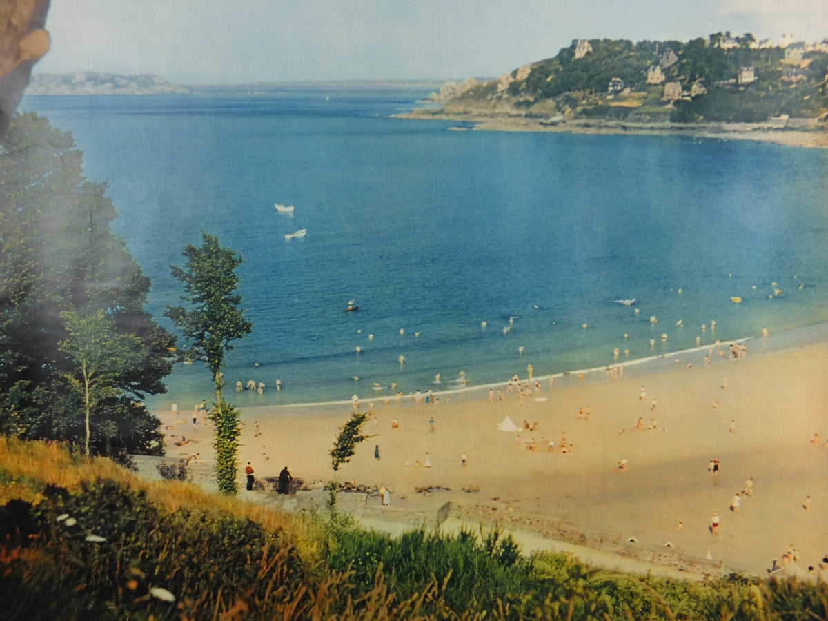 1955 France Travel Poster, The Beaches of Brittany, Les Plages de Bretagne, Perros-Guirec, by Machatchek, travel tourism, wall art decor