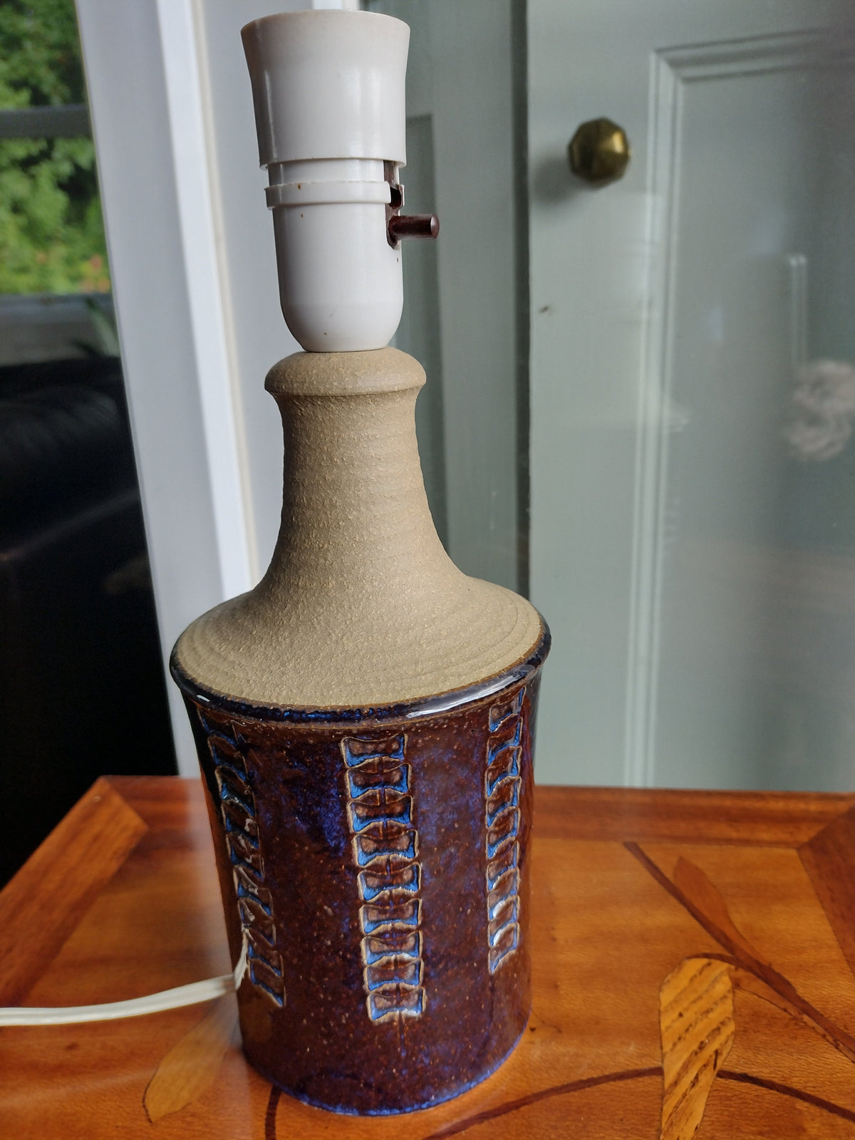 1960s Søholm Blue Danish Lamp, Stentoj Bornholm, Maria Philippi 3045, Scandinavian Design, lighting, pottery ceramic, table or desk lamp