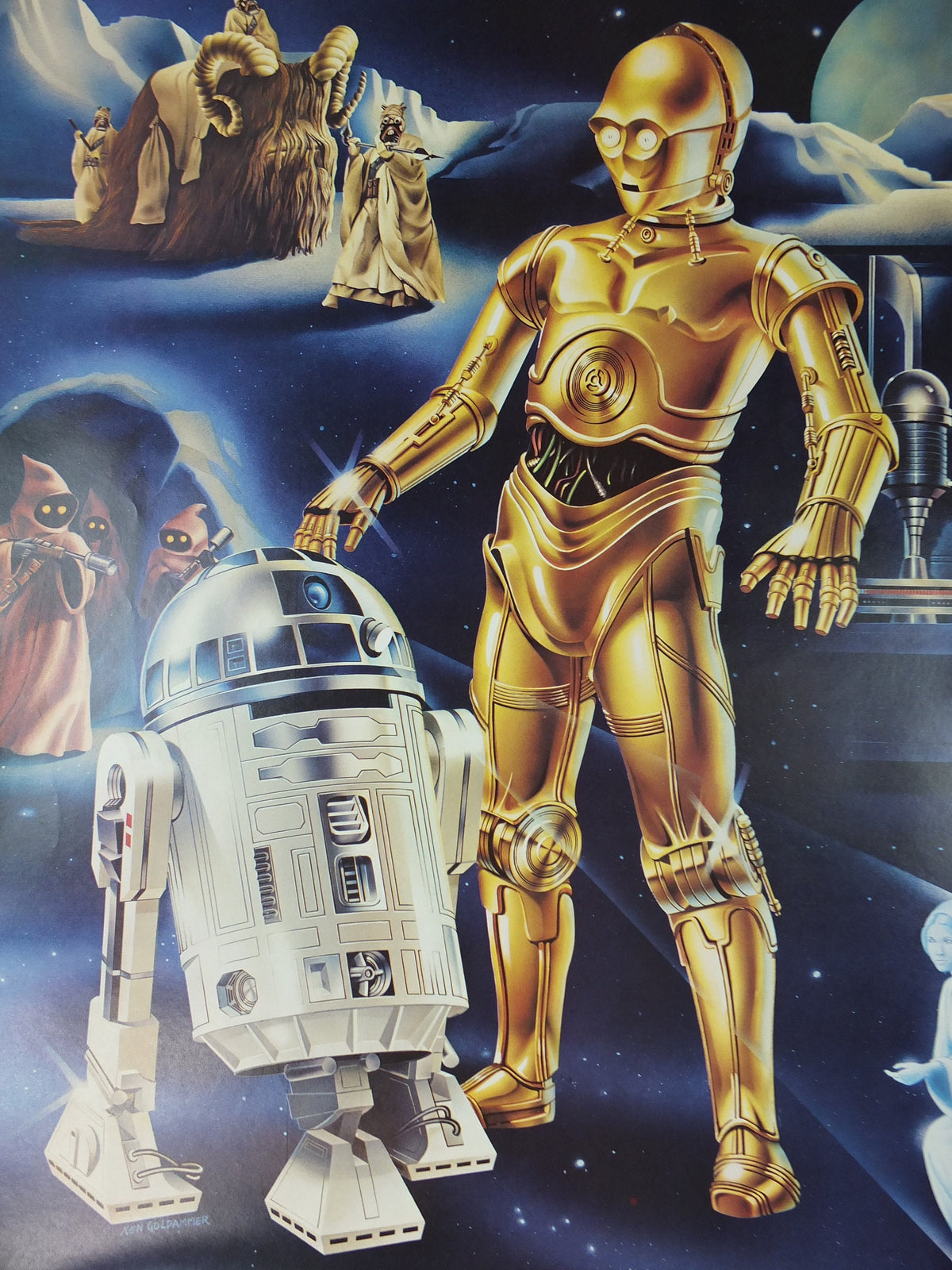 1978 Star Wars Poster, Proctor & Gamble, See Threepio C3PO, Artoo Deetoo R2D2, Princess Leia, advertising Cascade Cheer Dawn, wall art decor