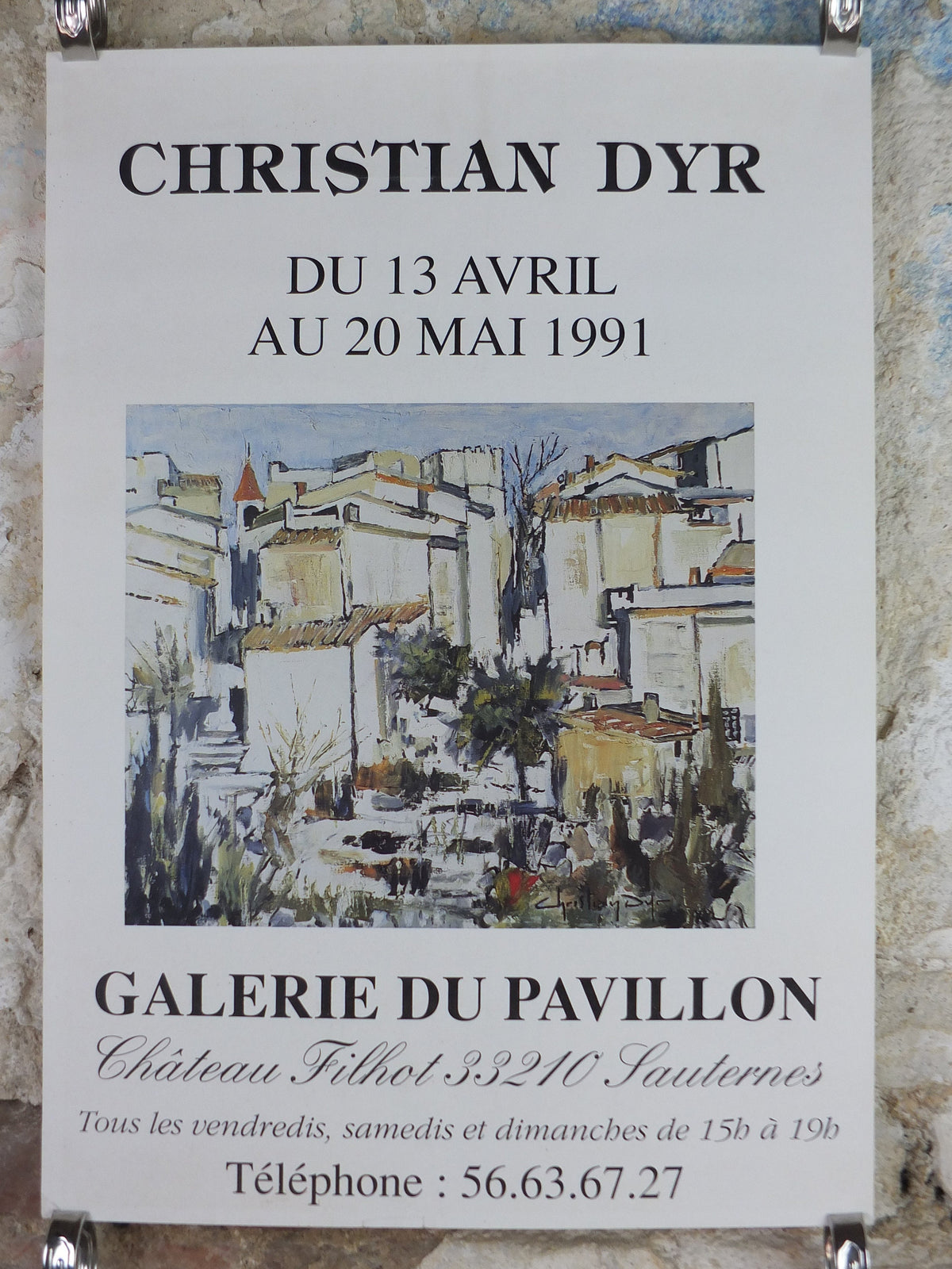 1997 Christian Dyr Poster, Château Filhot, Sauternes, Southern France, Impressionist, artist gallery exhibition, wall art decor