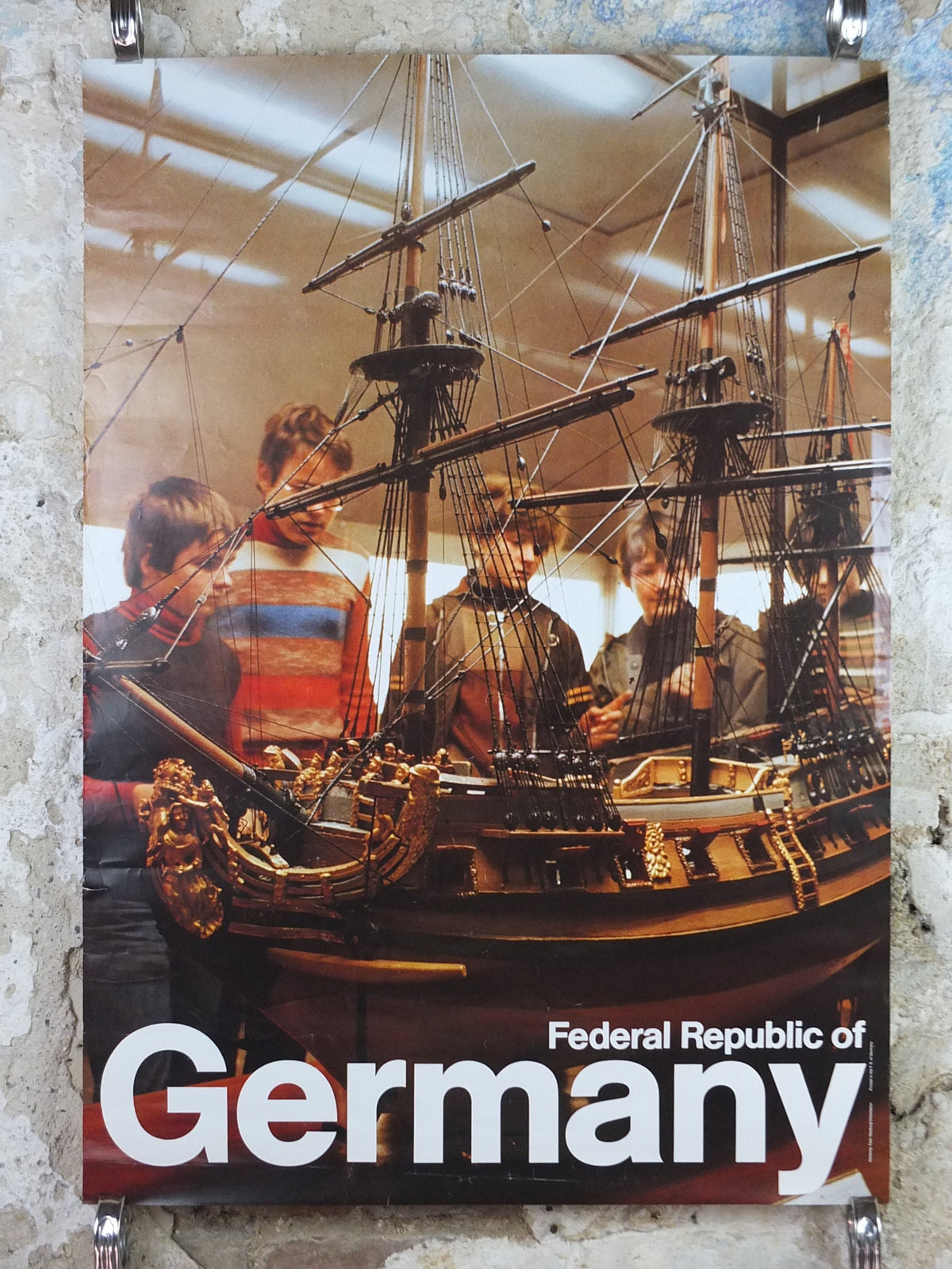 1970s Germany Travel Poster, Hamburg, Model sailing shipo, Deutschland plakat, travel tourism holiday vacation wall art decor