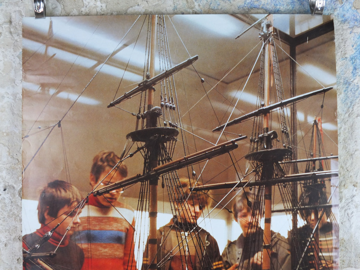 1970s Germany Travel Poster, Hamburg, Model sailing shipo, Deutschland plakat, travel tourism holiday vacation wall art decor