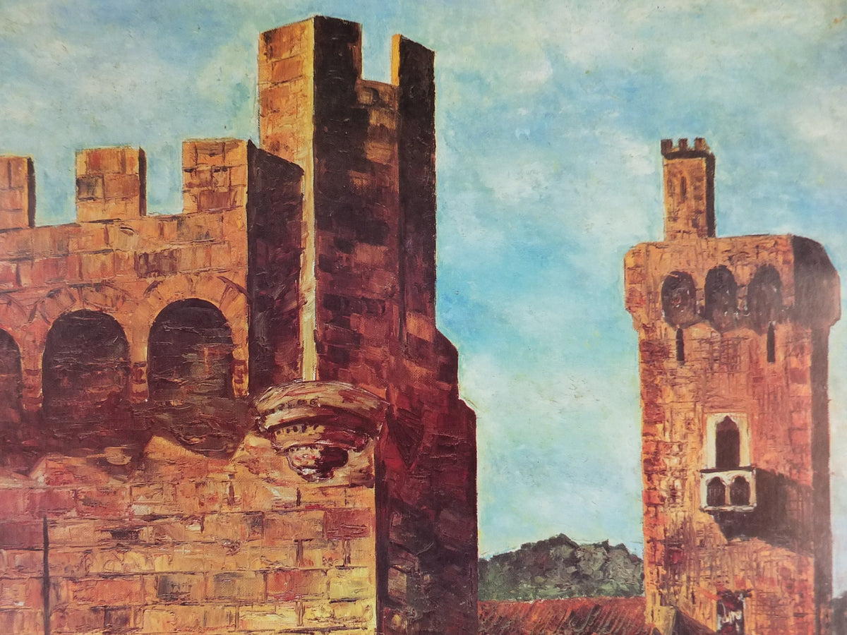 1980 Château de Gaussan Travel Poster, by Michel Saugen?, 14th century castle near Narbonne, travel tourism, wall art decor