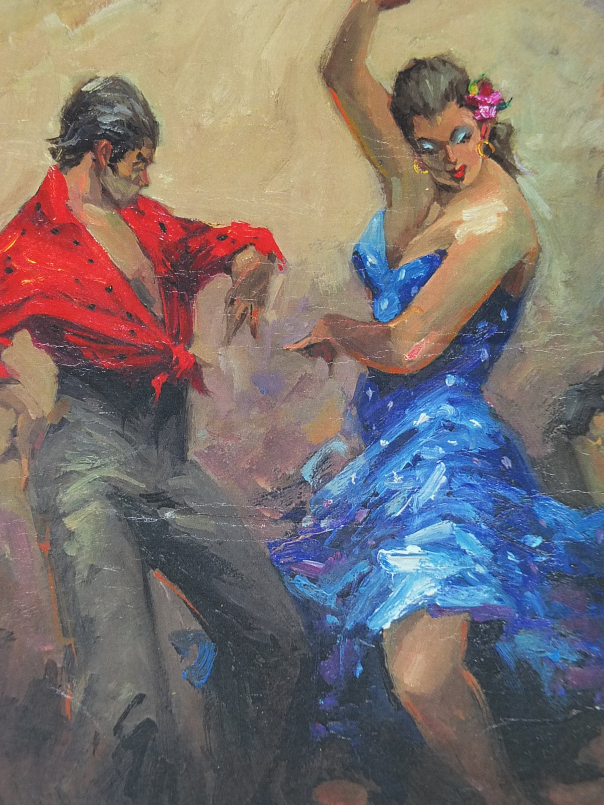 2001 Diego Ramos Poster, emotive dance with guitar, signed with drawing of a bull for Carl Erick , artist gallery exhibition, wall art decor