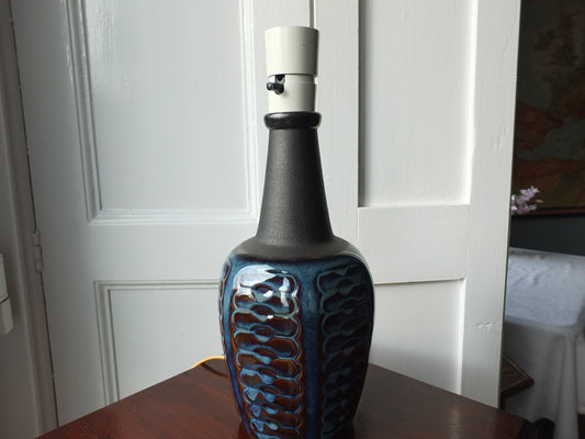 1960s Søholm Blue Einar Johansen Danish Lamp, Stentoj Bornholm, 3329, Scandinavian Design, lighting, pottery ceramic table or desk lamp