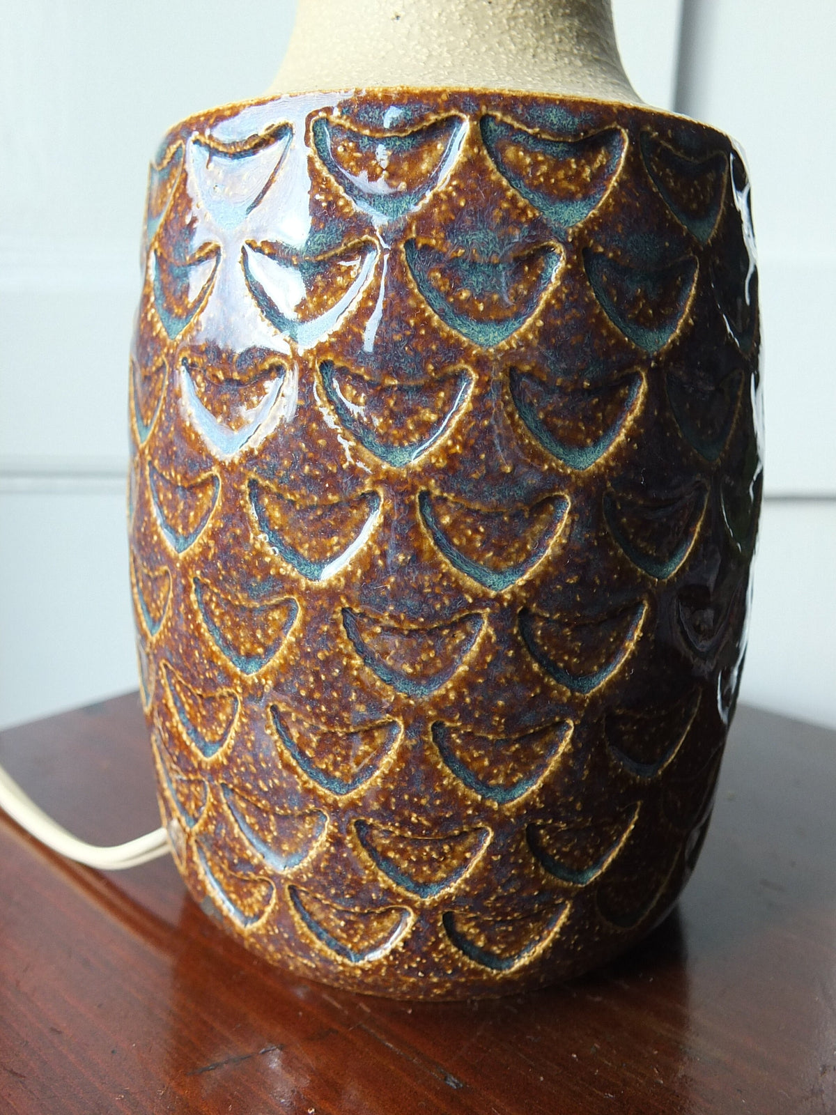 1970s Søholm Einar Johansen Danish Pinapple Lamp, Stentoj Bornholm, 3001, Scandinavian Design, lighting, pottery ceramic, table or desk lamp