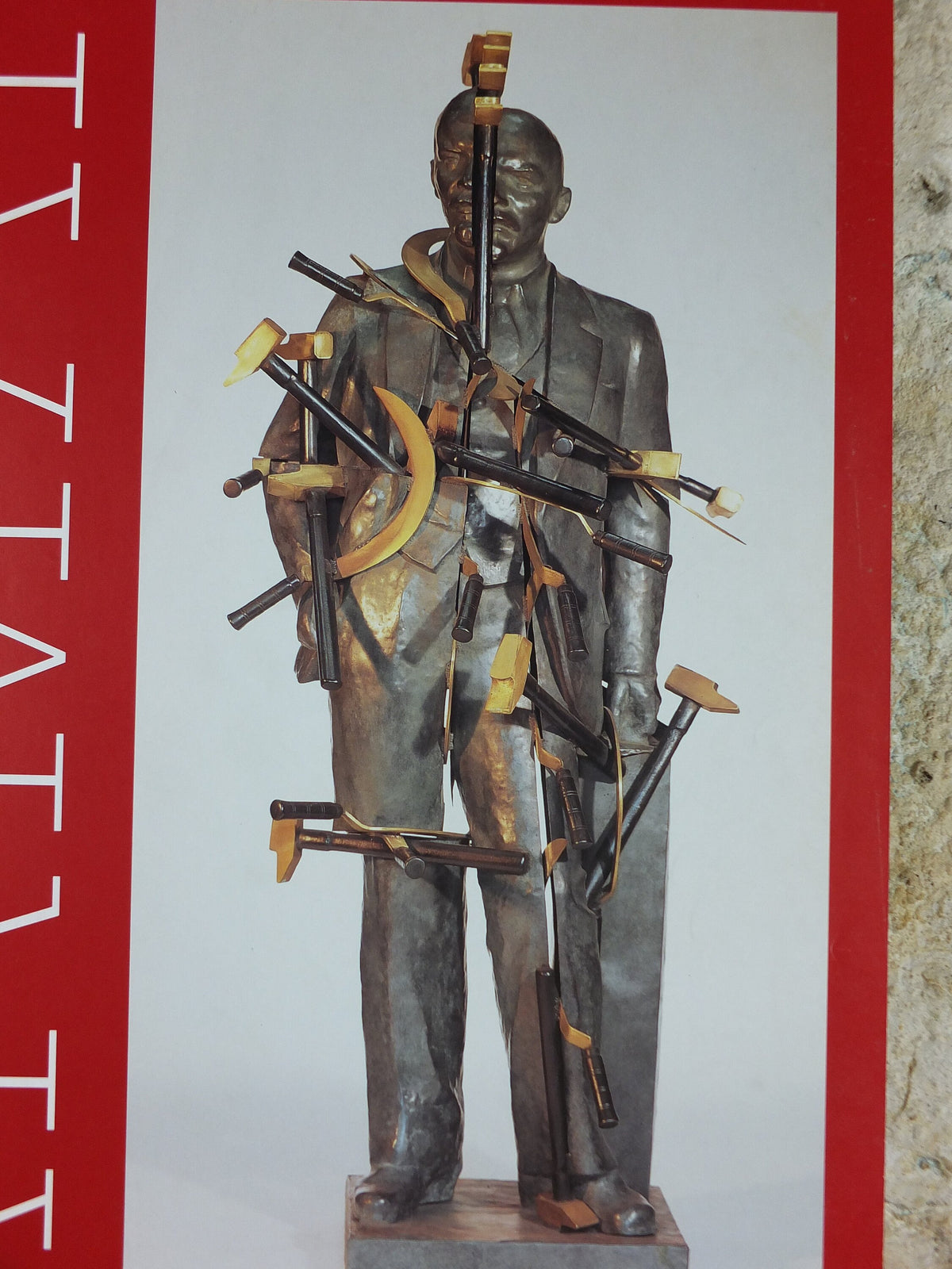 1998 Arman Poster, Variations sur un Lénine, Lenin, Hammer and Sickle, destruction/recomposition, gallery exhibition, wall art decor