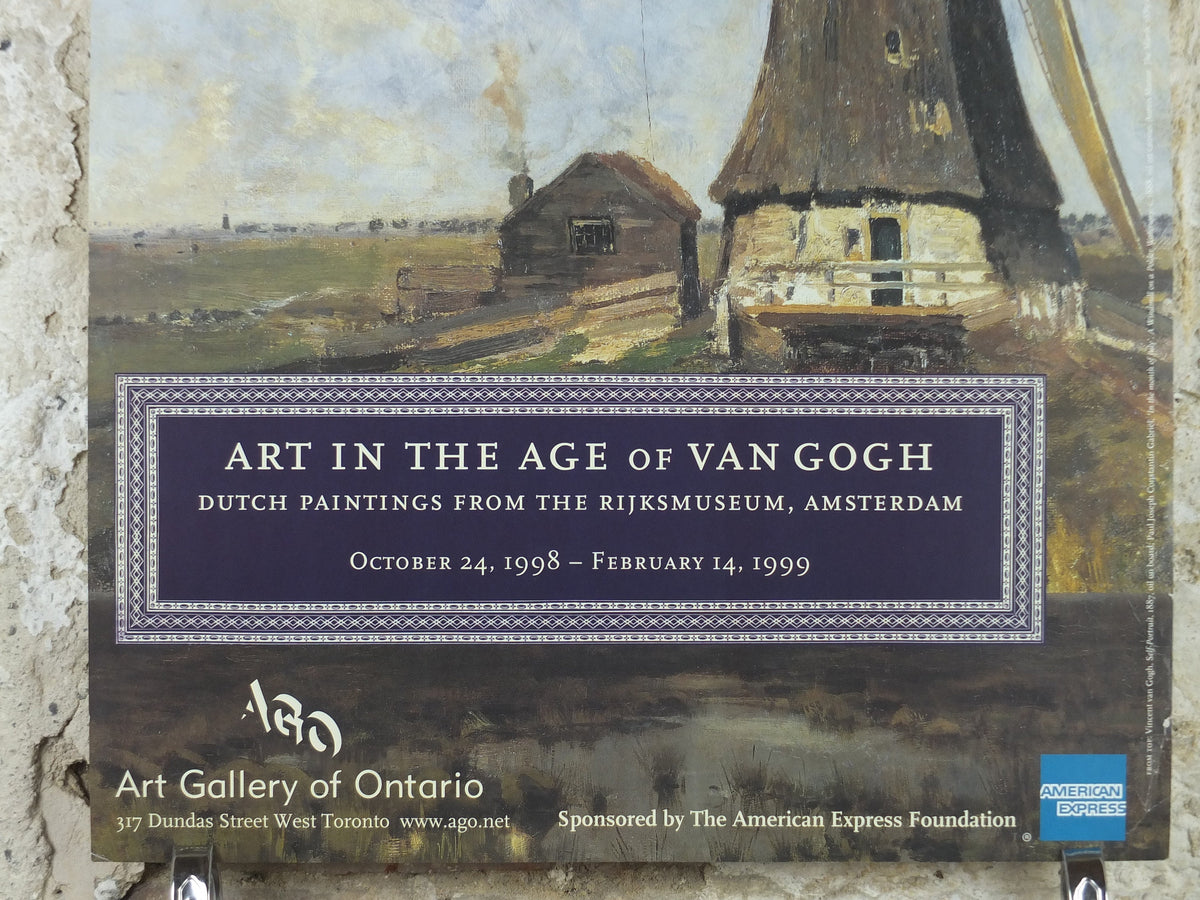 1998 Vincent Van Gogh Poster, "A windmill on the Poldar waterway" 1888 Post-Impressionism gallery exhibition, wall art decor