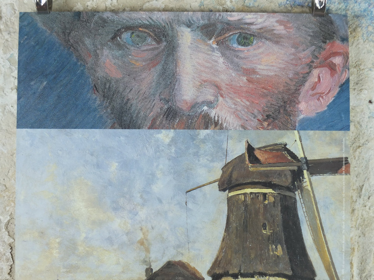 1998 Vincent Van Gogh Poster, "A windmill on the Poldar waterway" 1888 Post-Impressionism gallery exhibition, wall art decor