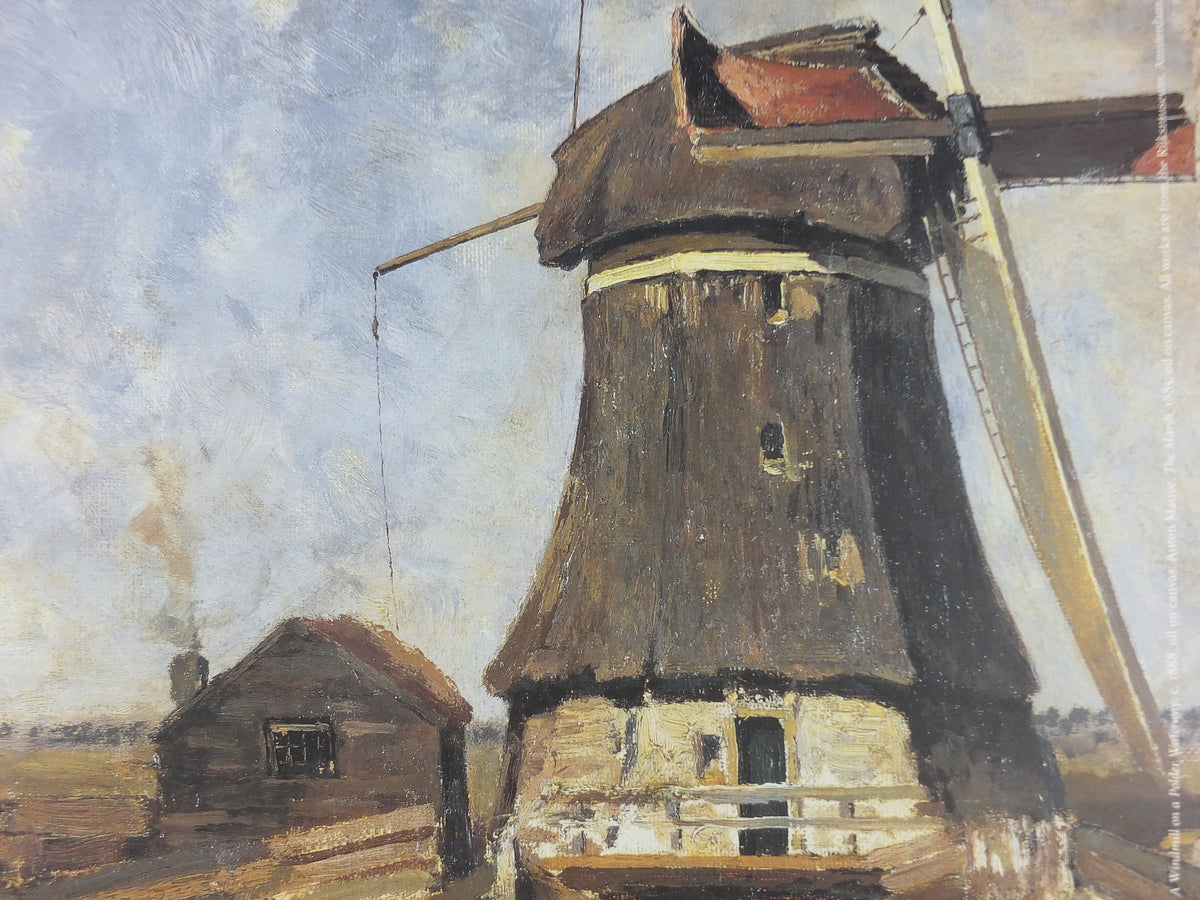 1998 Vincent Van Gogh Poster, "A windmill on the Poldar waterway" 1888 Post-Impressionism gallery exhibition, wall art decor