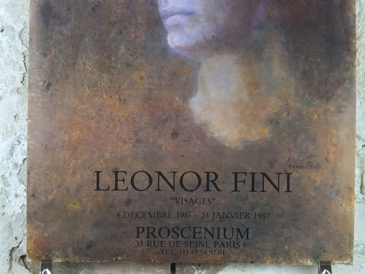 1986 Leonor Fini Poster, Visages, portrait, Galerie Proscenium, Paris, Surrealist, gallery exhibition, wall art decor