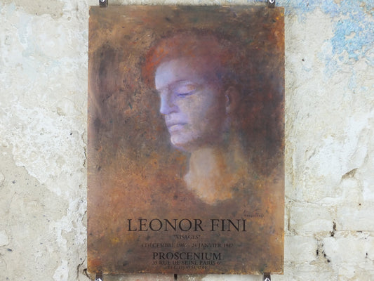 1986 Leonor Fini Poster, Visages, portrait, Galerie Proscenium, Paris, Surrealist, gallery exhibition, wall art decor