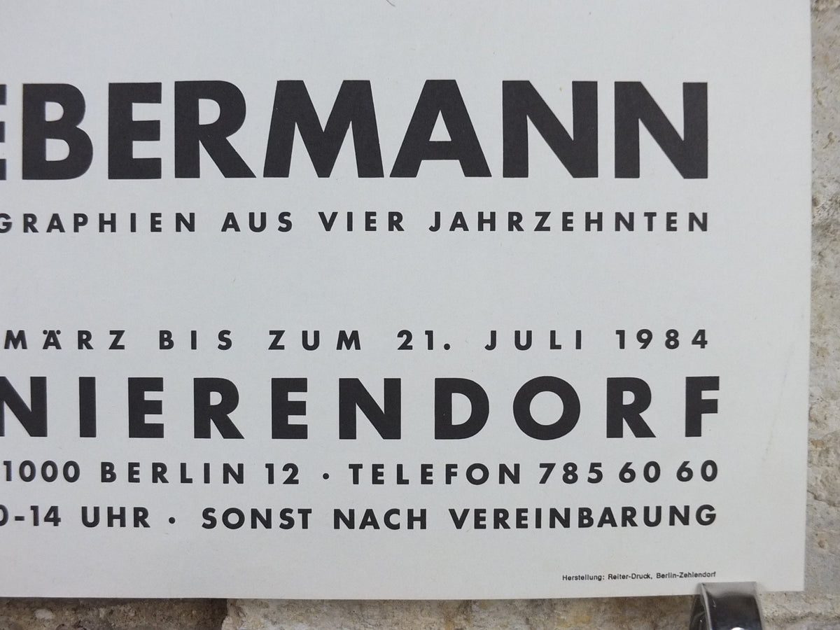 1984 Max Liebermann Poster, Self Portrait with Drawing Pad 1912, Berlin Secession expressionist, artist gallery exhibition, wall art decor