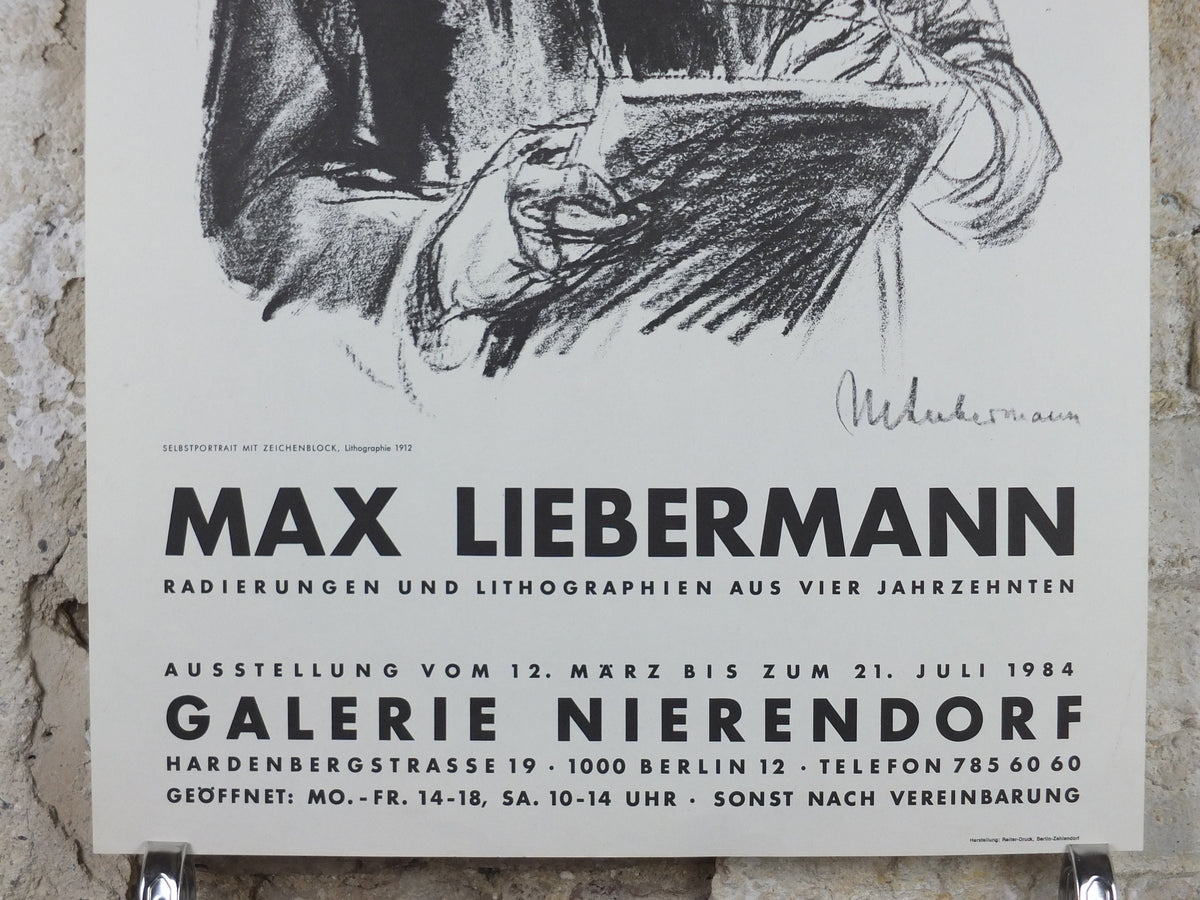 1984 Max Liebermann Poster, Self Portrait with Drawing Pad 1912, Berlin Secession expressionist, artist gallery exhibition, wall art decor