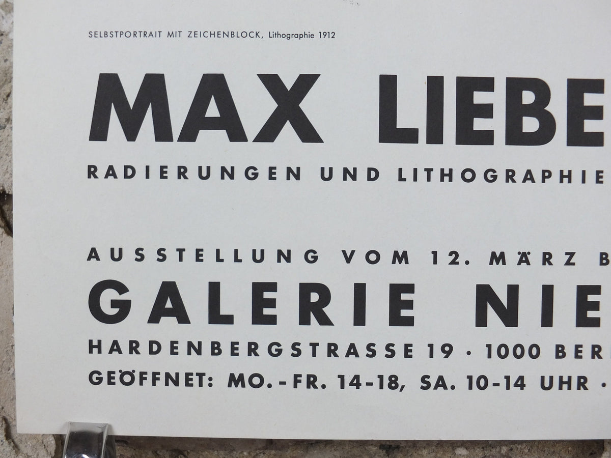 1984 Max Liebermann Poster, Self Portrait with Drawing Pad 1912, Berlin Secession expressionist, artist gallery exhibition, wall art decor
