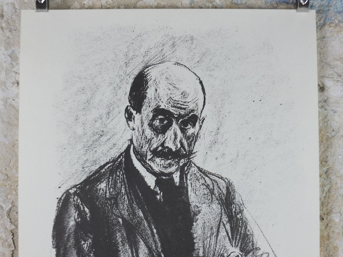 1984 Max Liebermann Poster, Self Portrait with Drawing Pad 1912, Berlin Secession expressionist, artist gallery exhibition, wall art decor