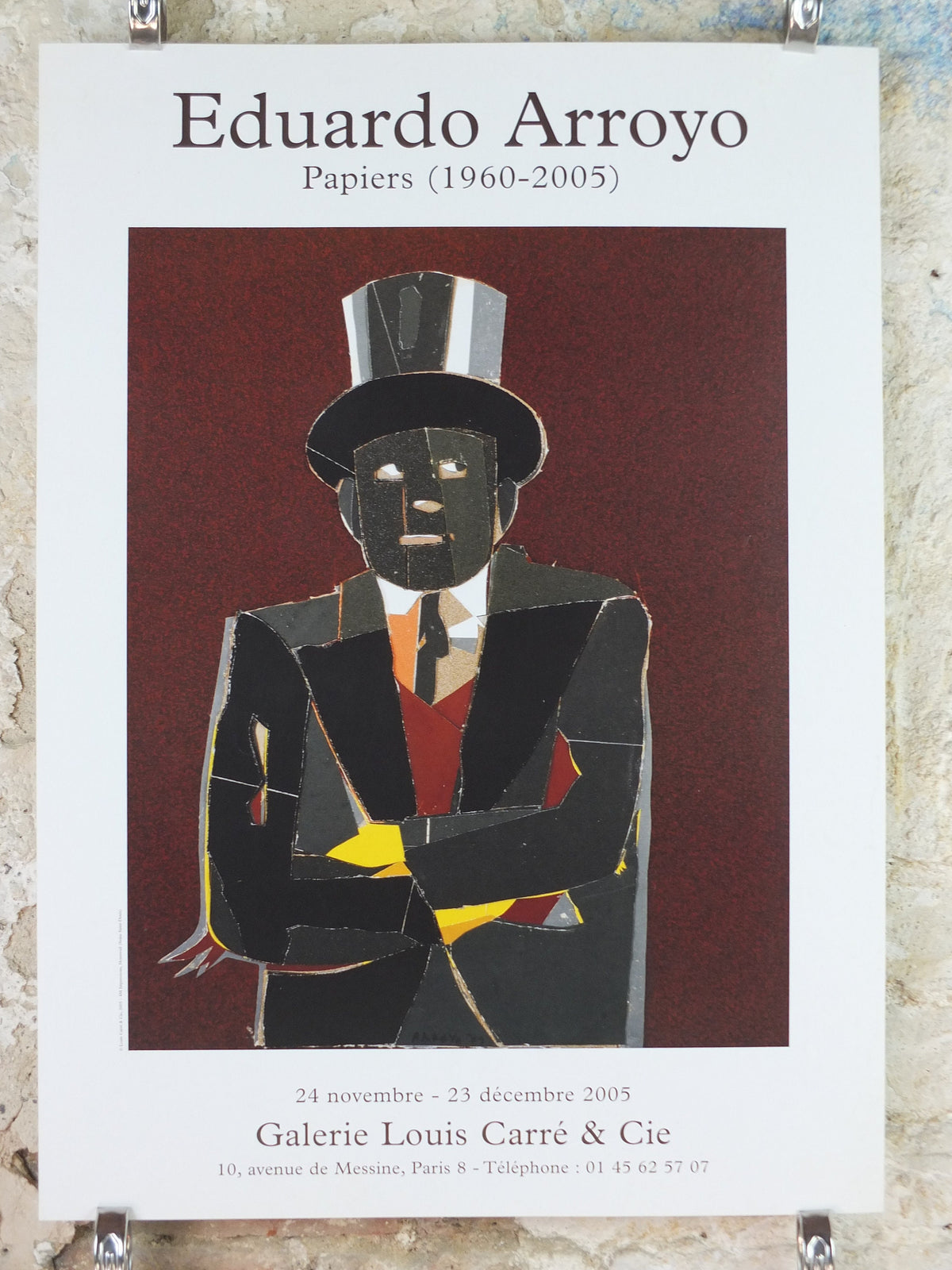 2005 Eduardo Arroyo Poster, Man in Top Hat, Pop Art, gallery exhibition wall art decor